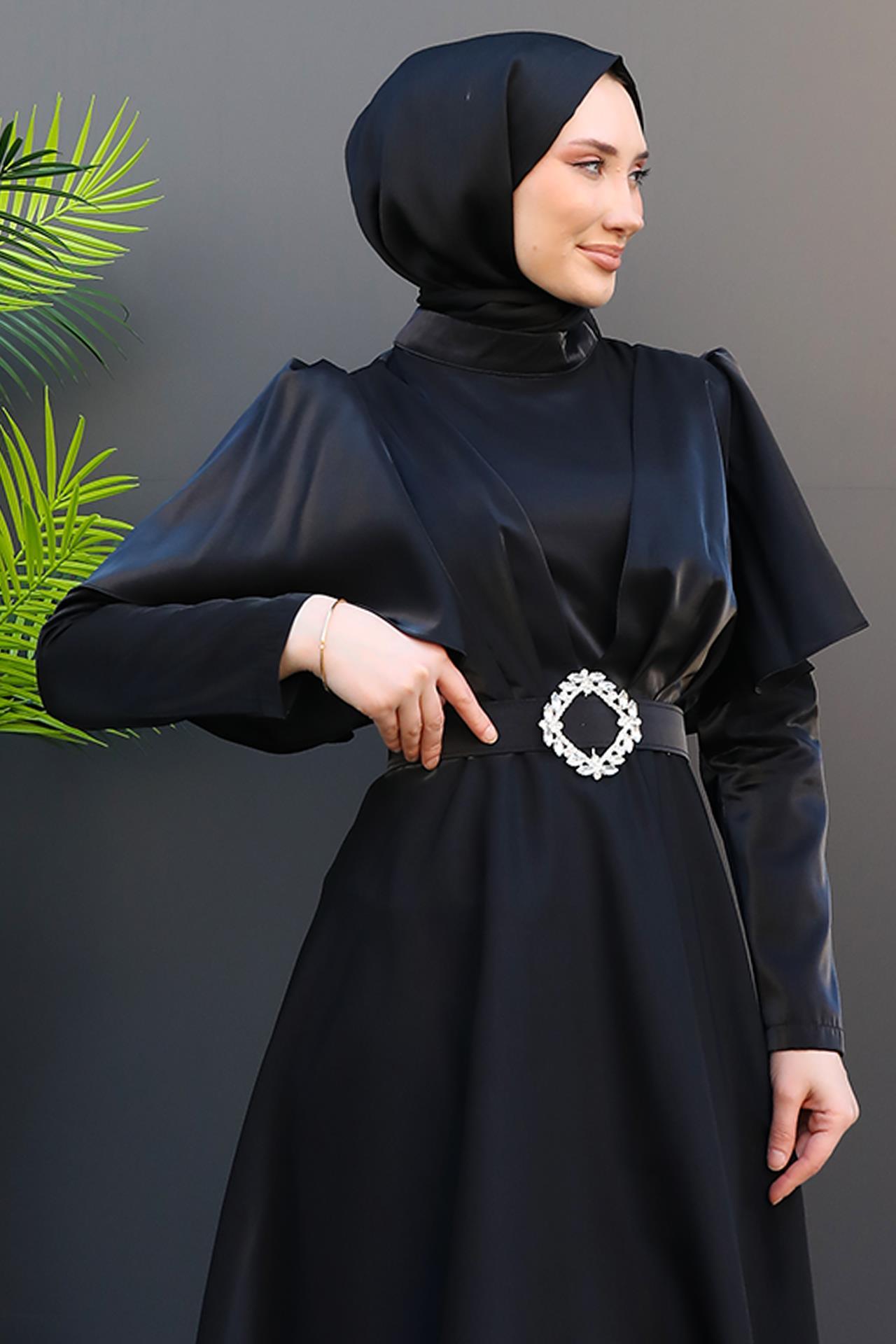 Kelebek Tesettür Elbise Siyah