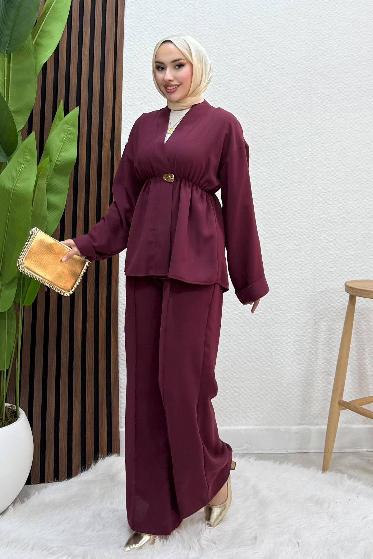 Kimono Model Takım Bordo