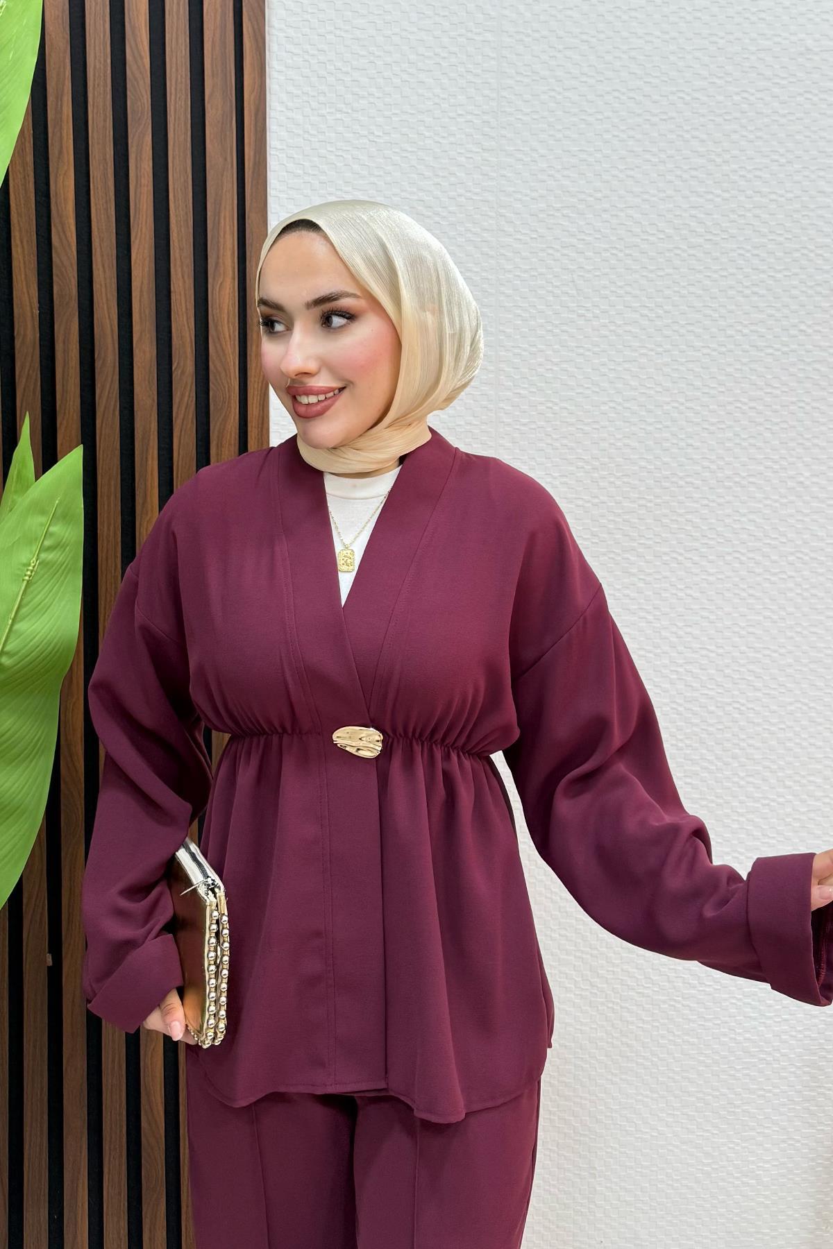 Kimono Model Takım Bordo