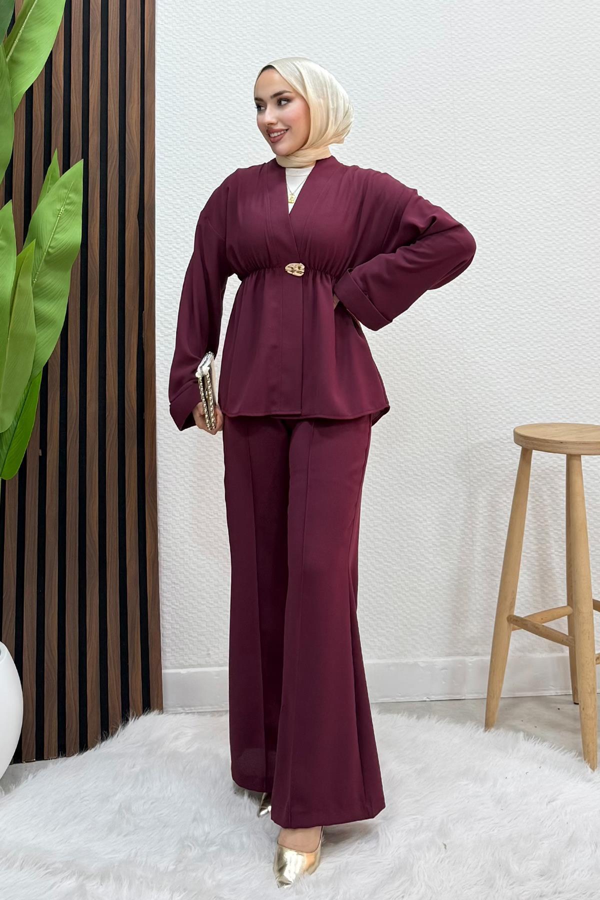 Kimono Model Takım Bordo