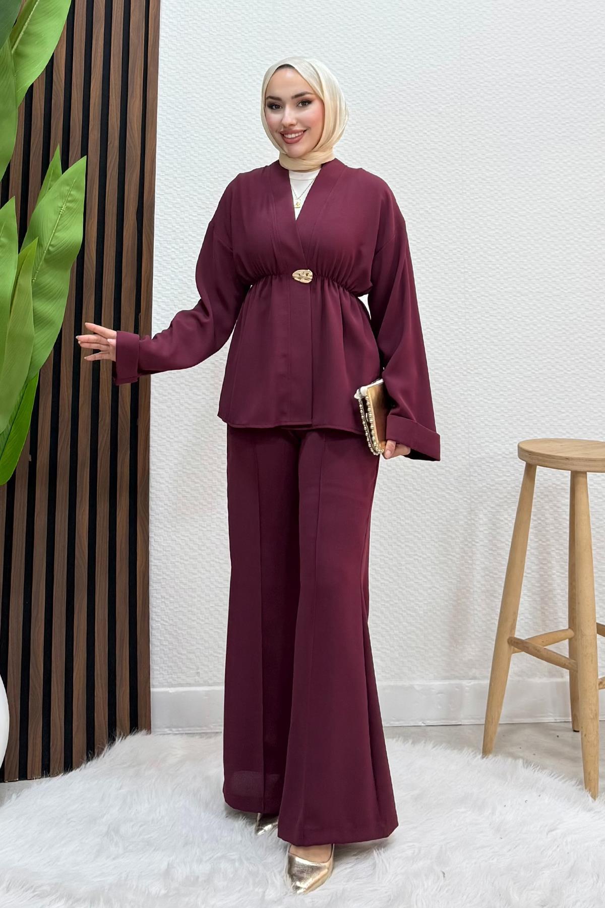 Kimono Model Takım Bordo