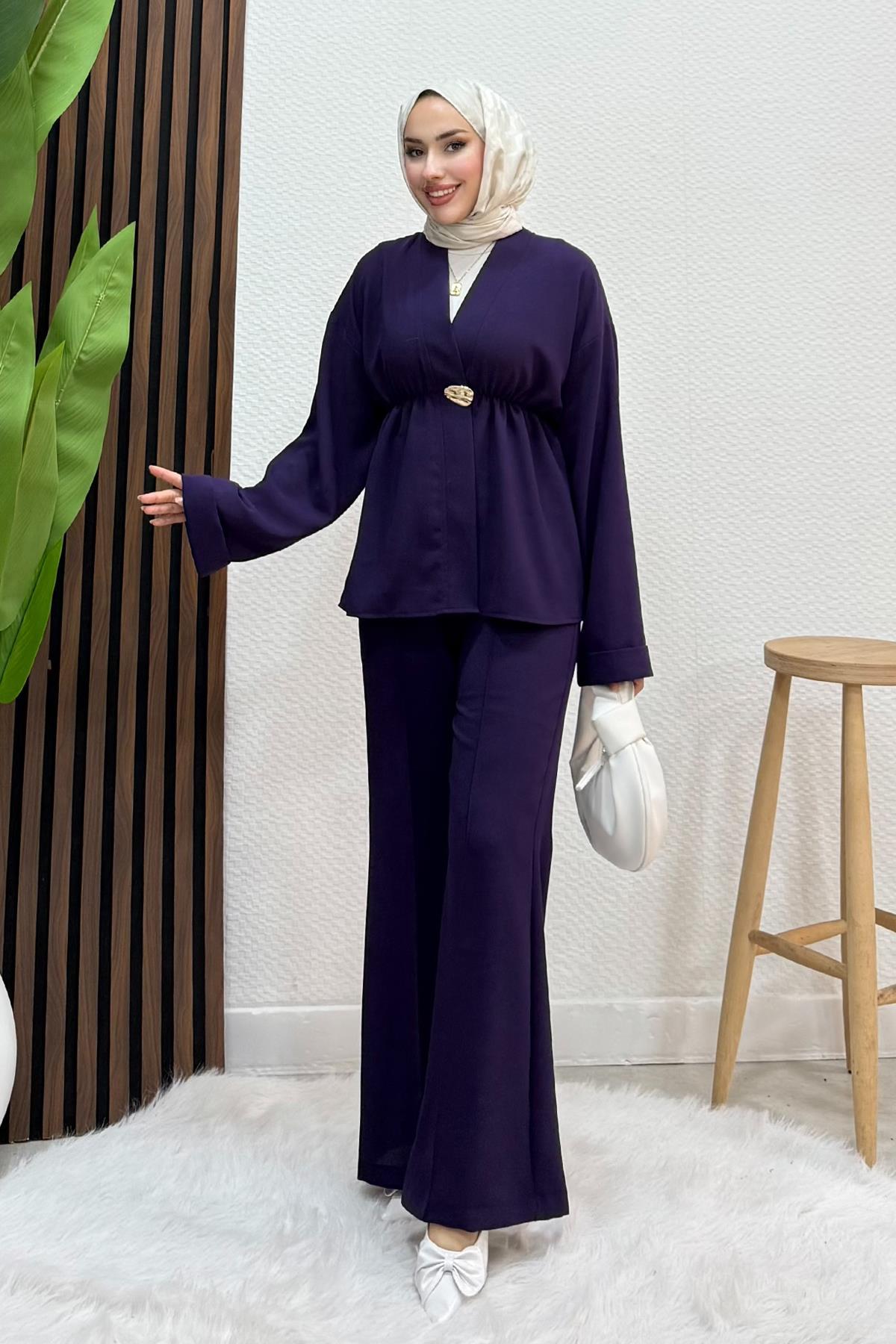 Kimono Model Takım Mor