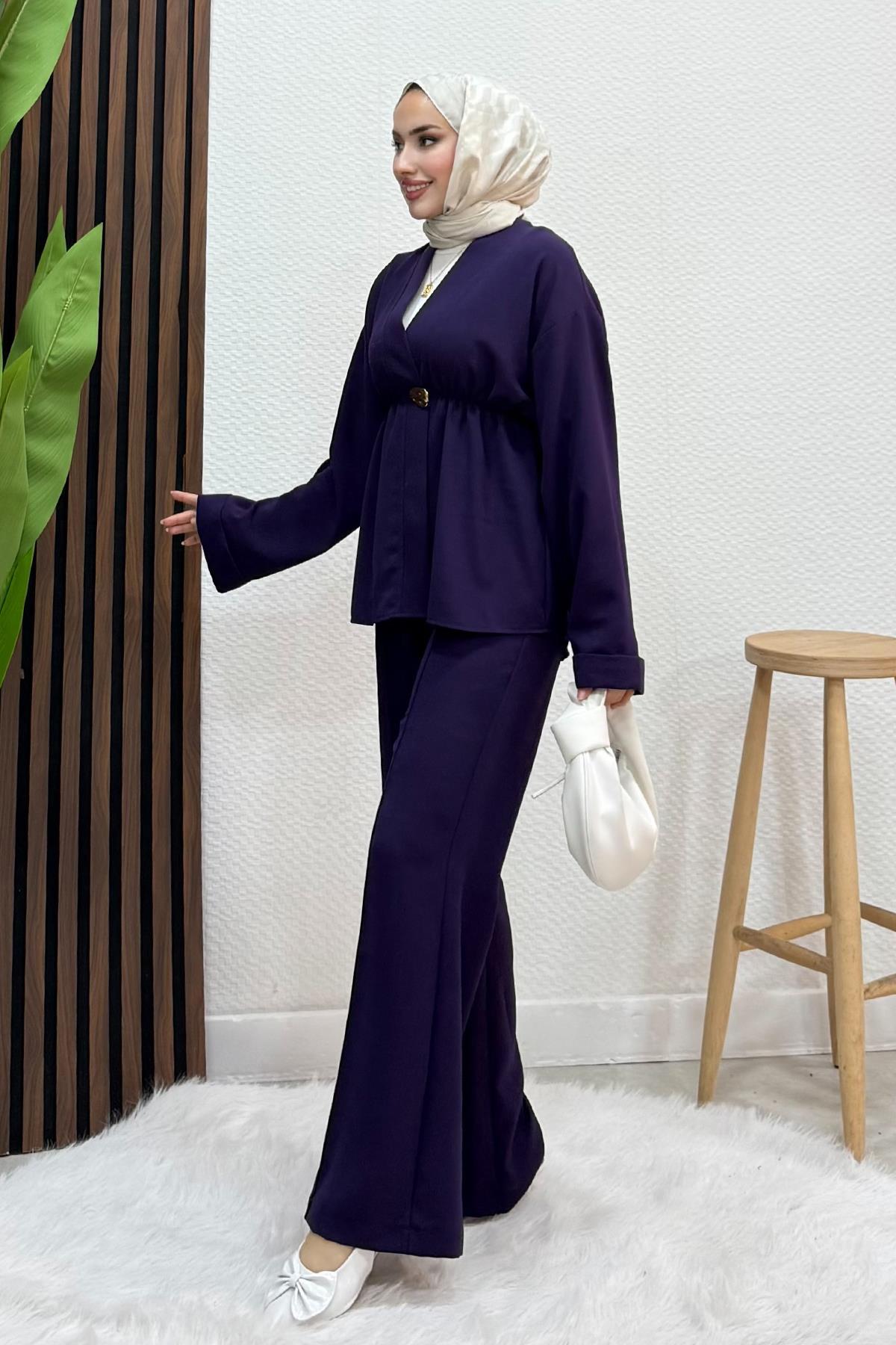 Kimono Model Takım Mor