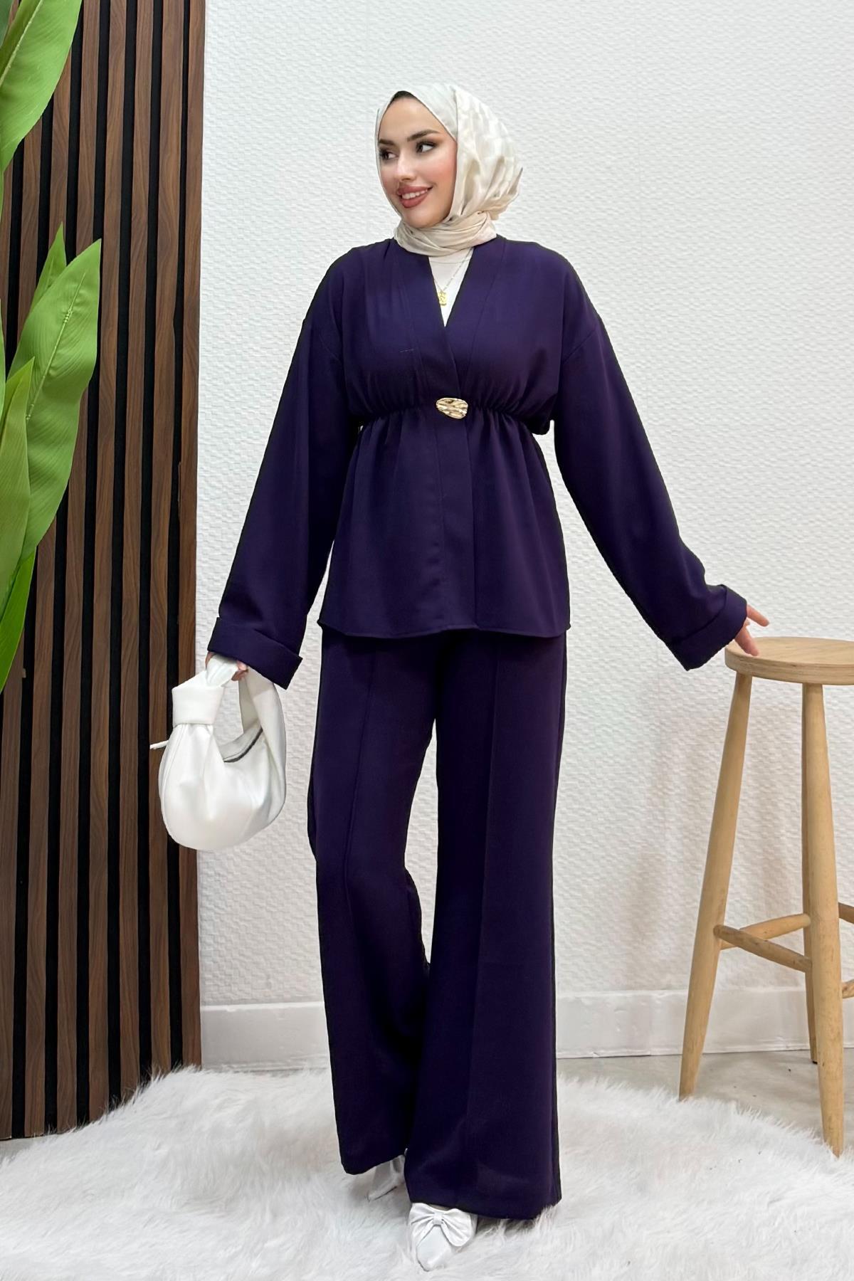 Kimono Model Takım Mor