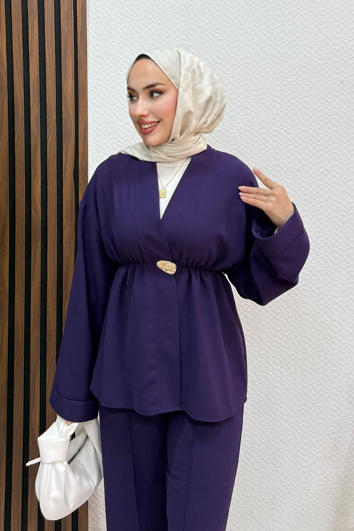 Kimono Model Takım Mor