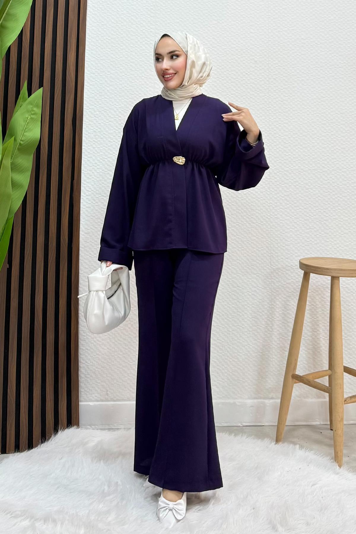 Kimono Model Takım Mor