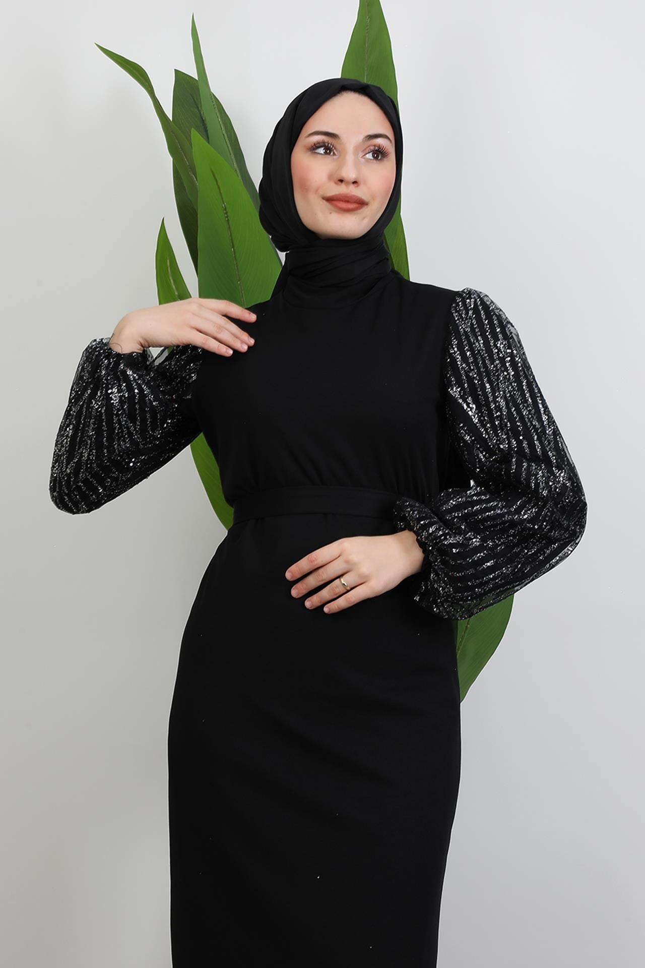 Kol Detay Elisa Elbise Siyah