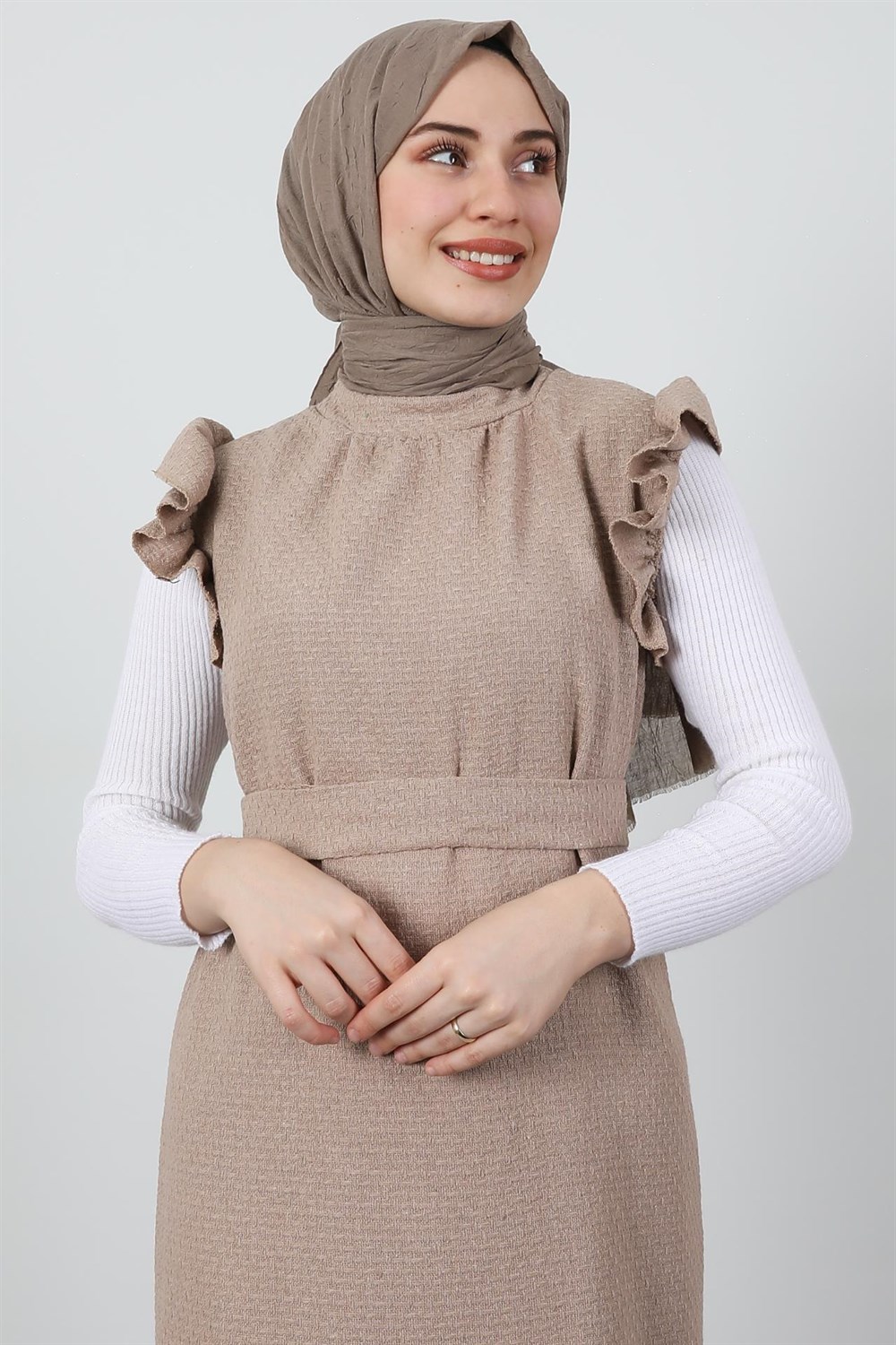 Kolu Fırfırlı Jile Bej
