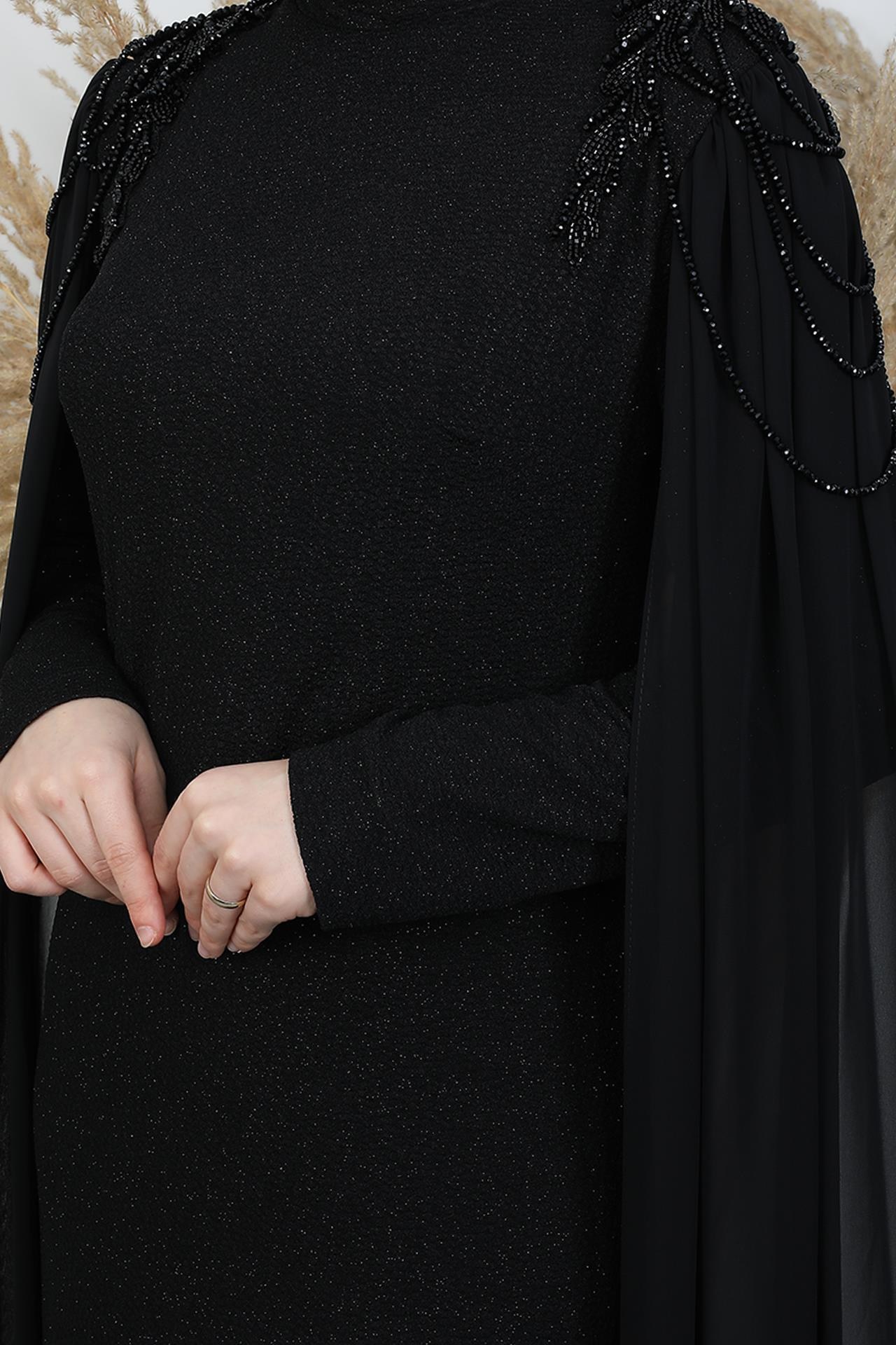 Kösem Taşlı Abiye Siyah