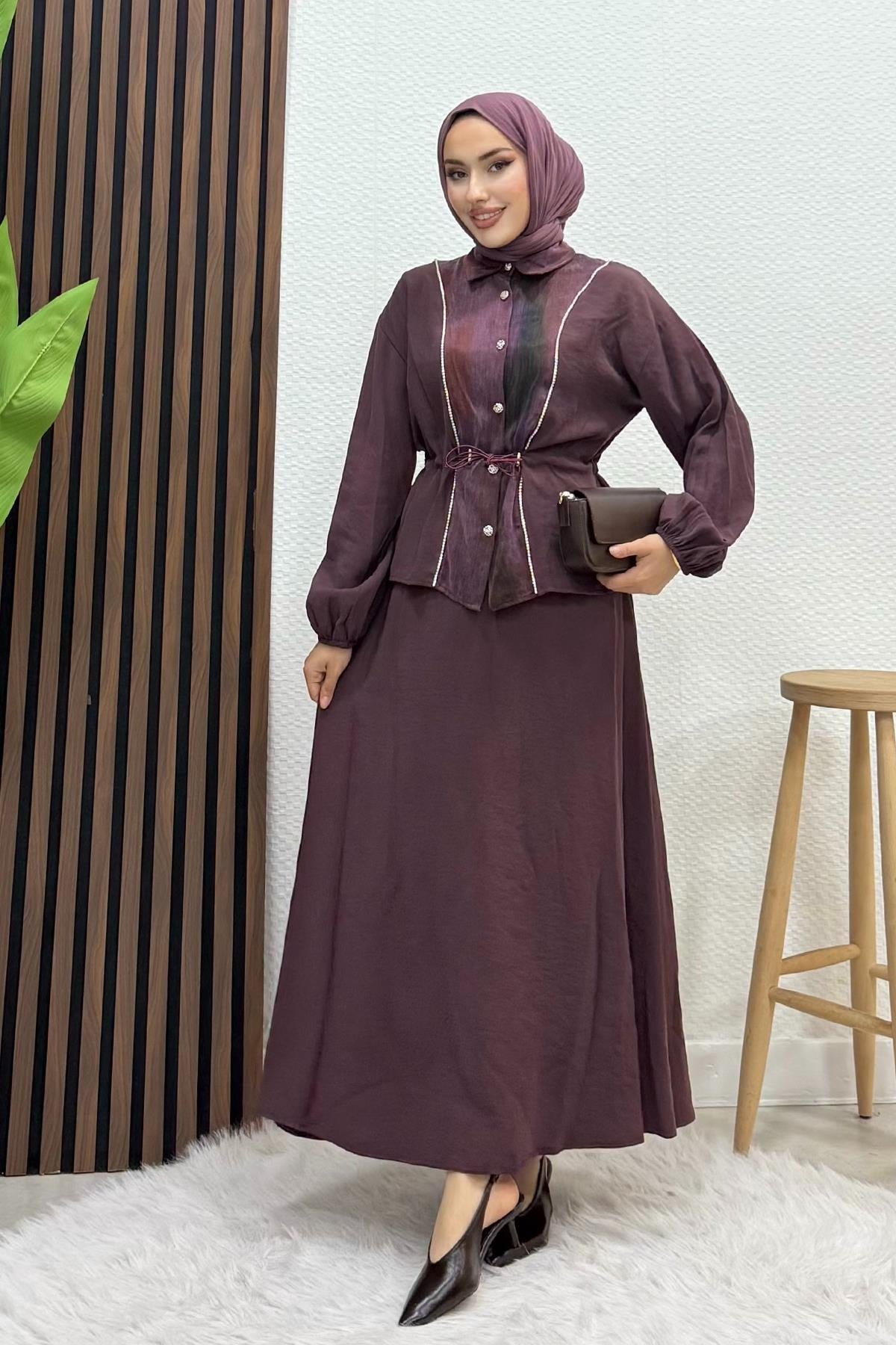 Kumru Şerit Takım Bordo