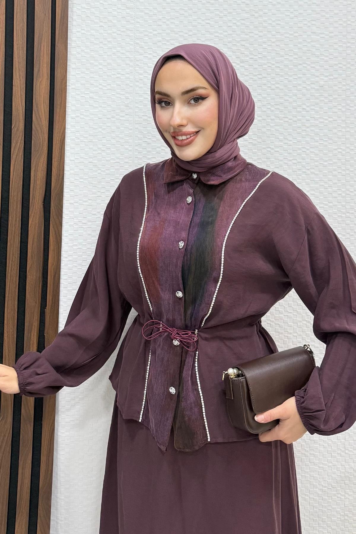 Kumru Şerit Takım Bordo