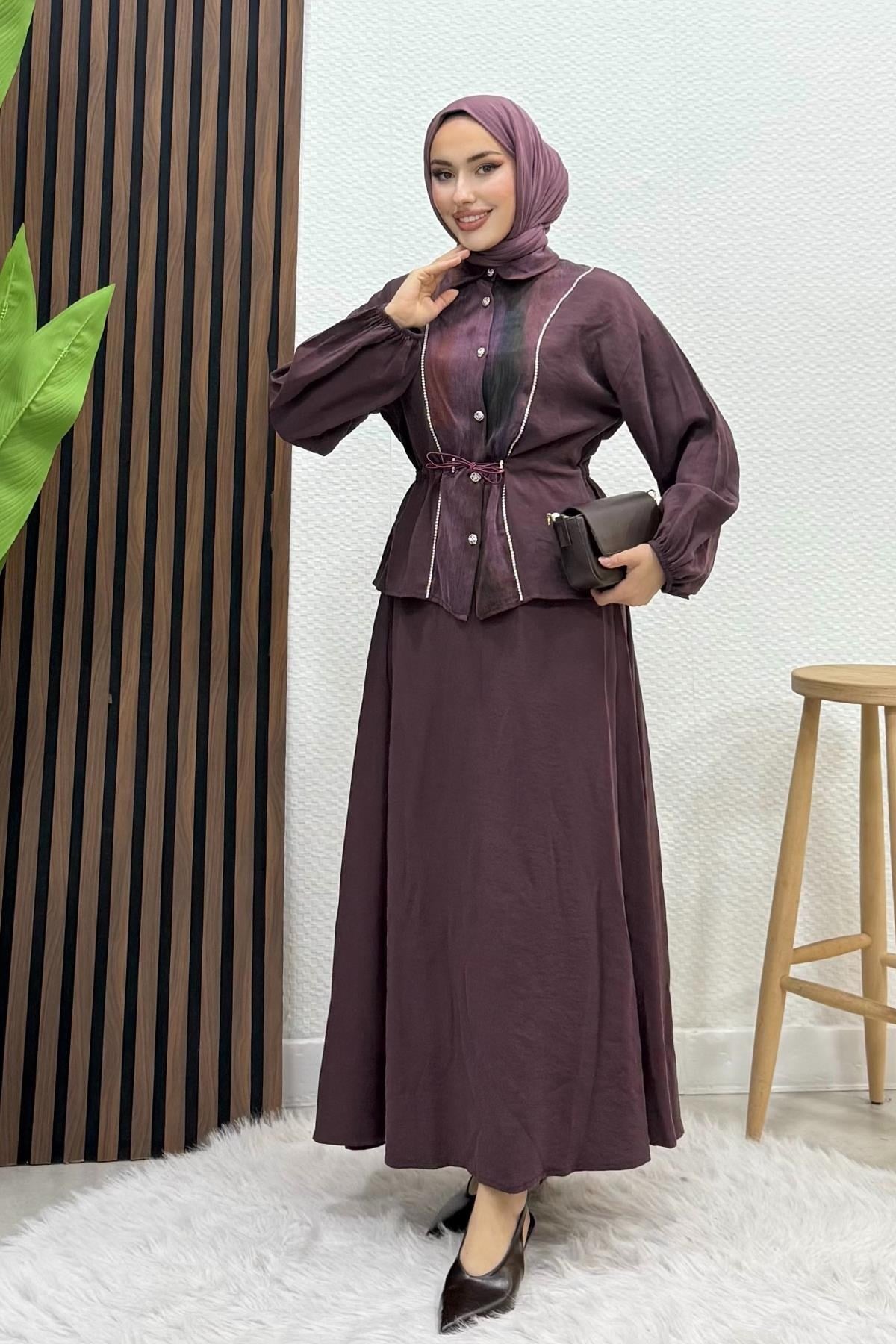 Kumru Şerit Takım Bordo