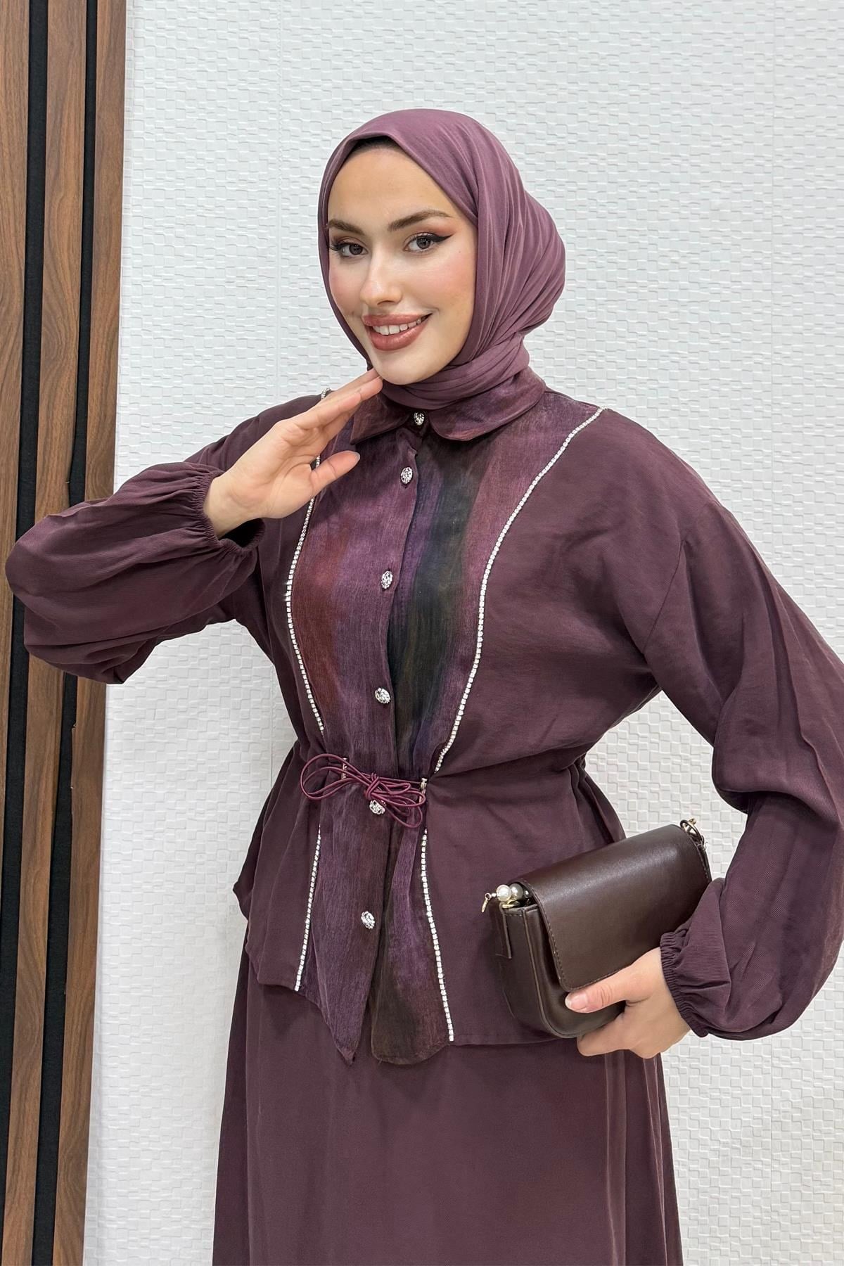 Kumru Şerit Takım Bordo