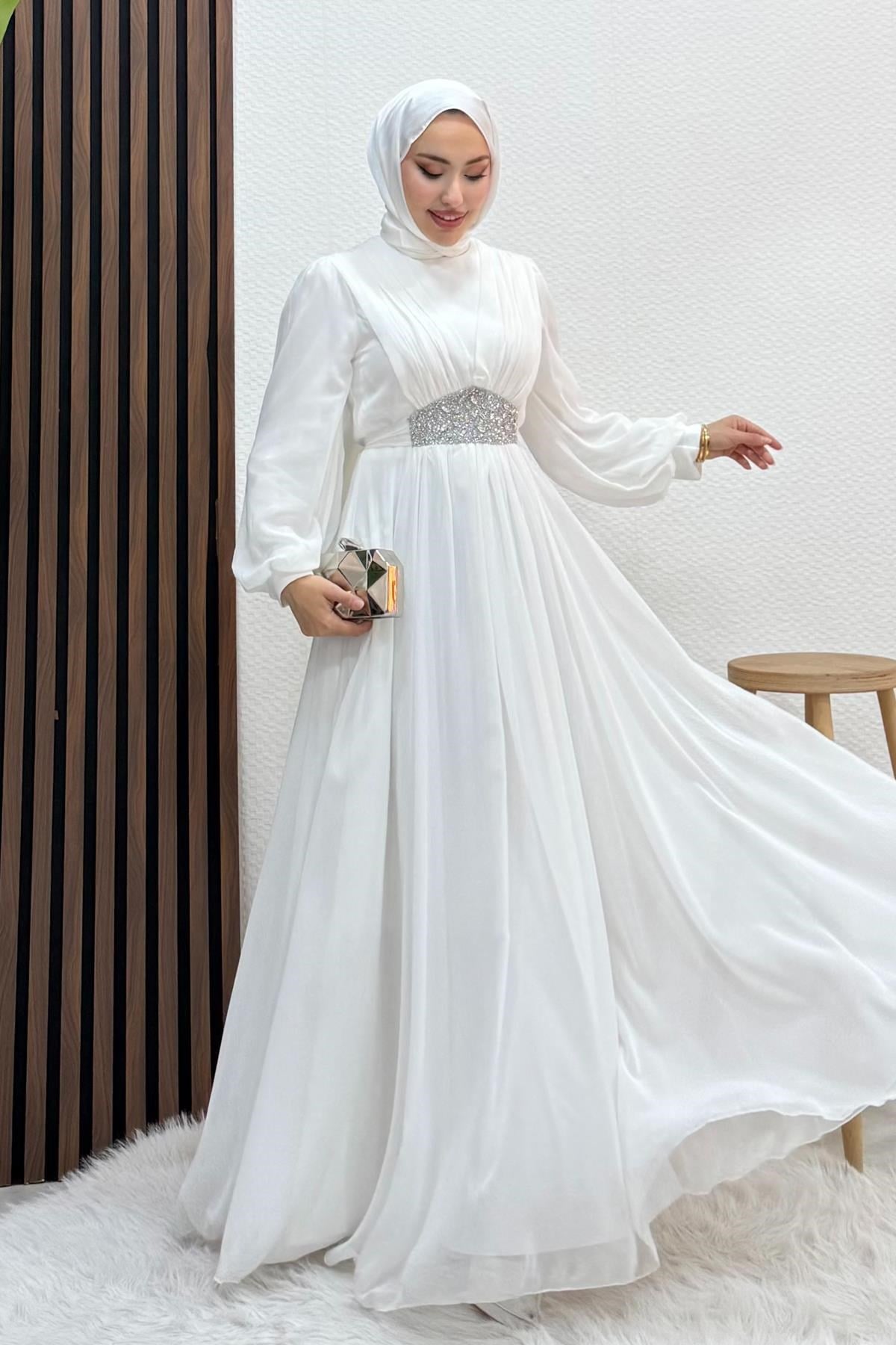 Larissa Şifon Abiye Beyaz