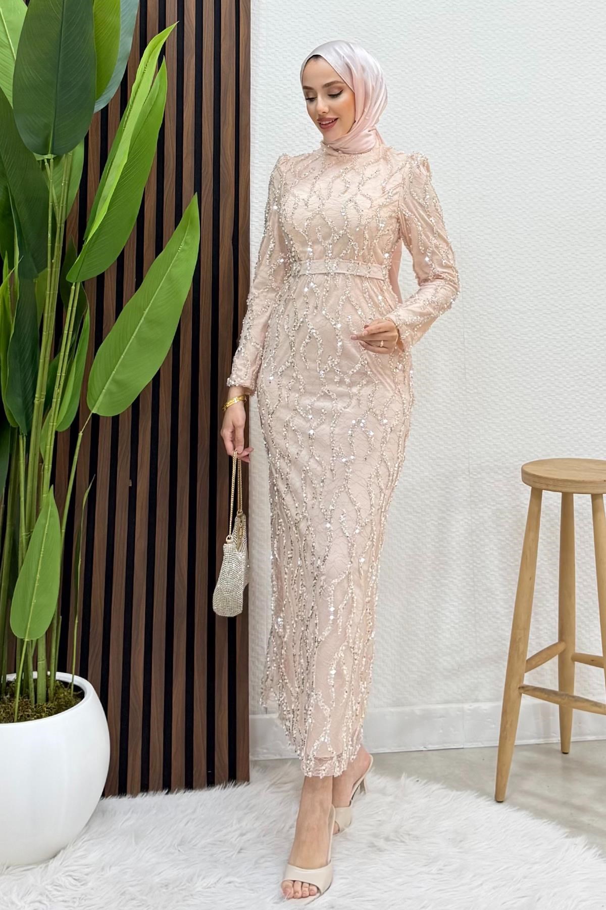 Laya Tül İşleme Abiye Soft Pembe