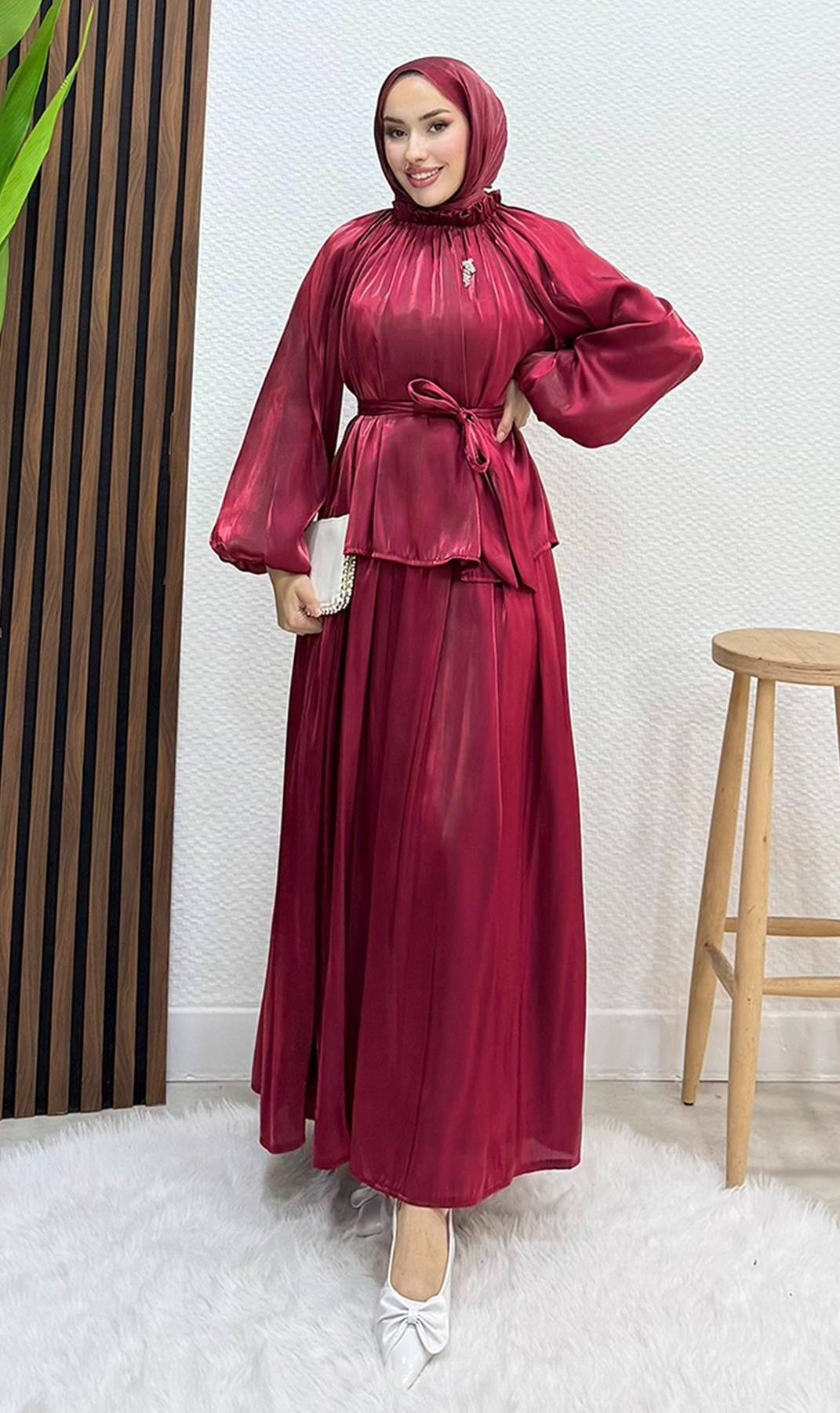 Layla Broş Takım Bordo