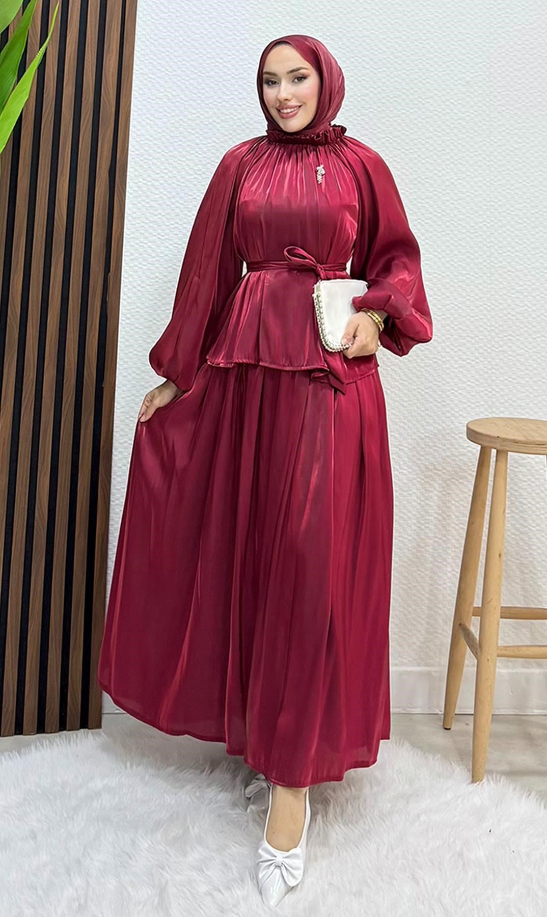 Layla Broş Takım Bordo