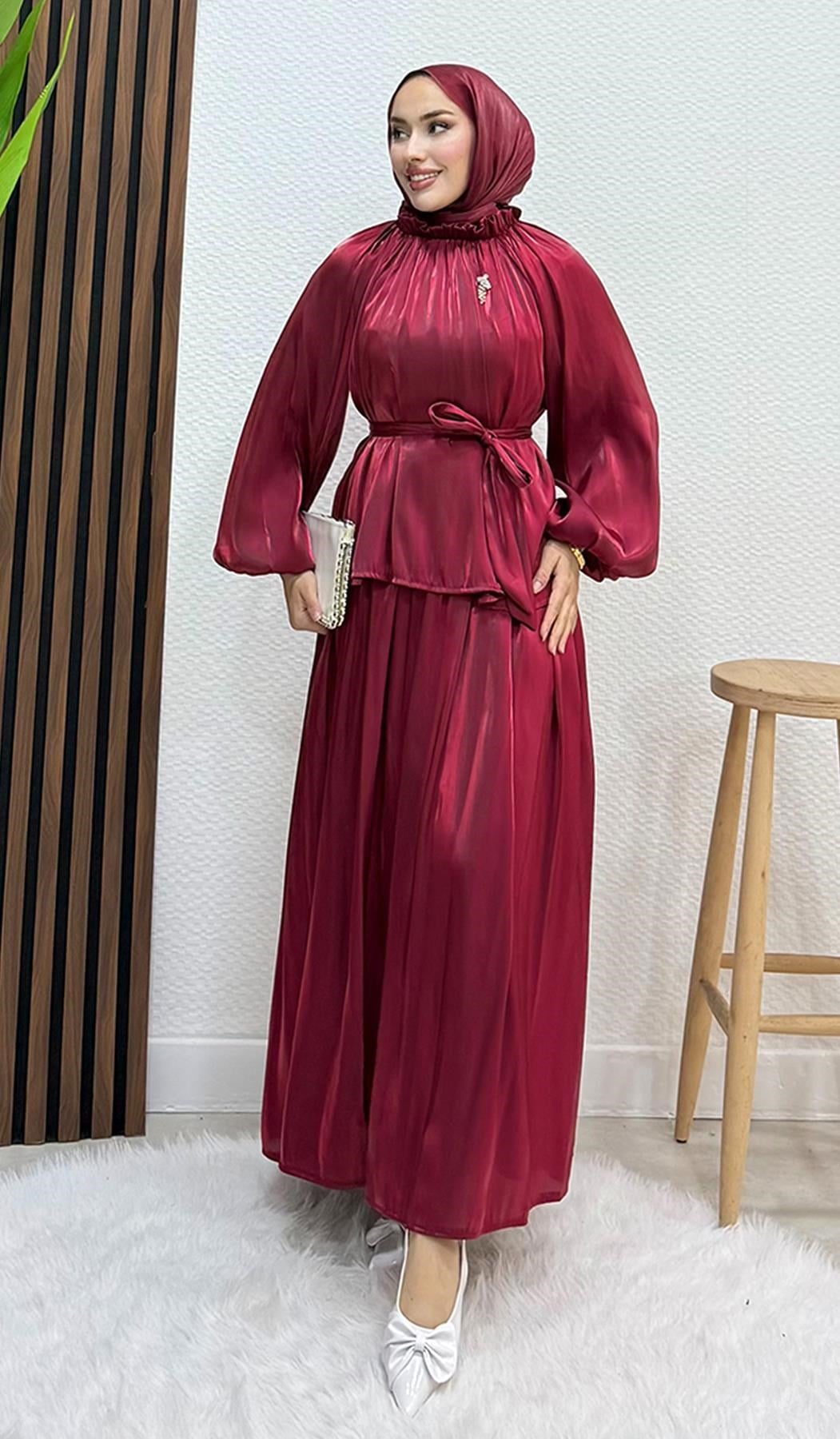 Layla Broş Takım Bordo