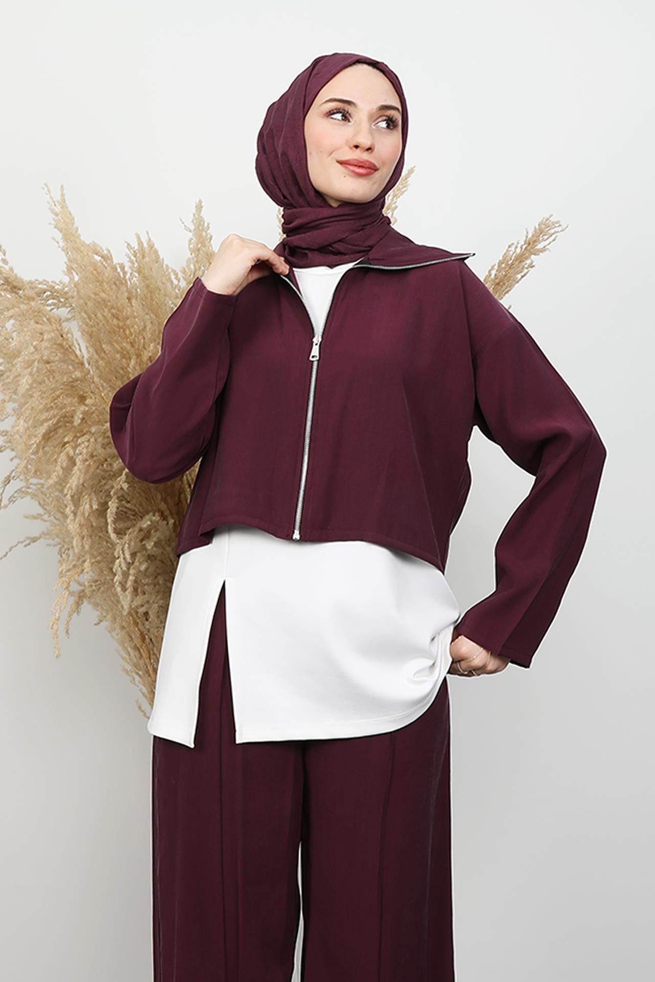 Lily Üçlü Takım Mürdüm