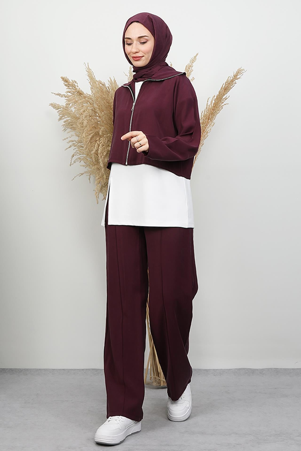 Lily Üçlü Takım Mürdüm