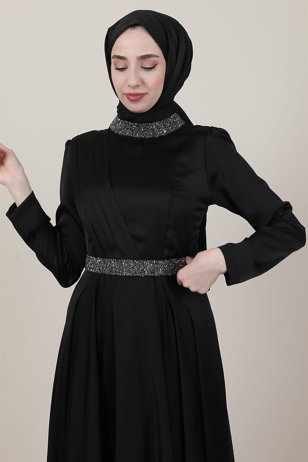 Linda Tesettür Abiye Siyah