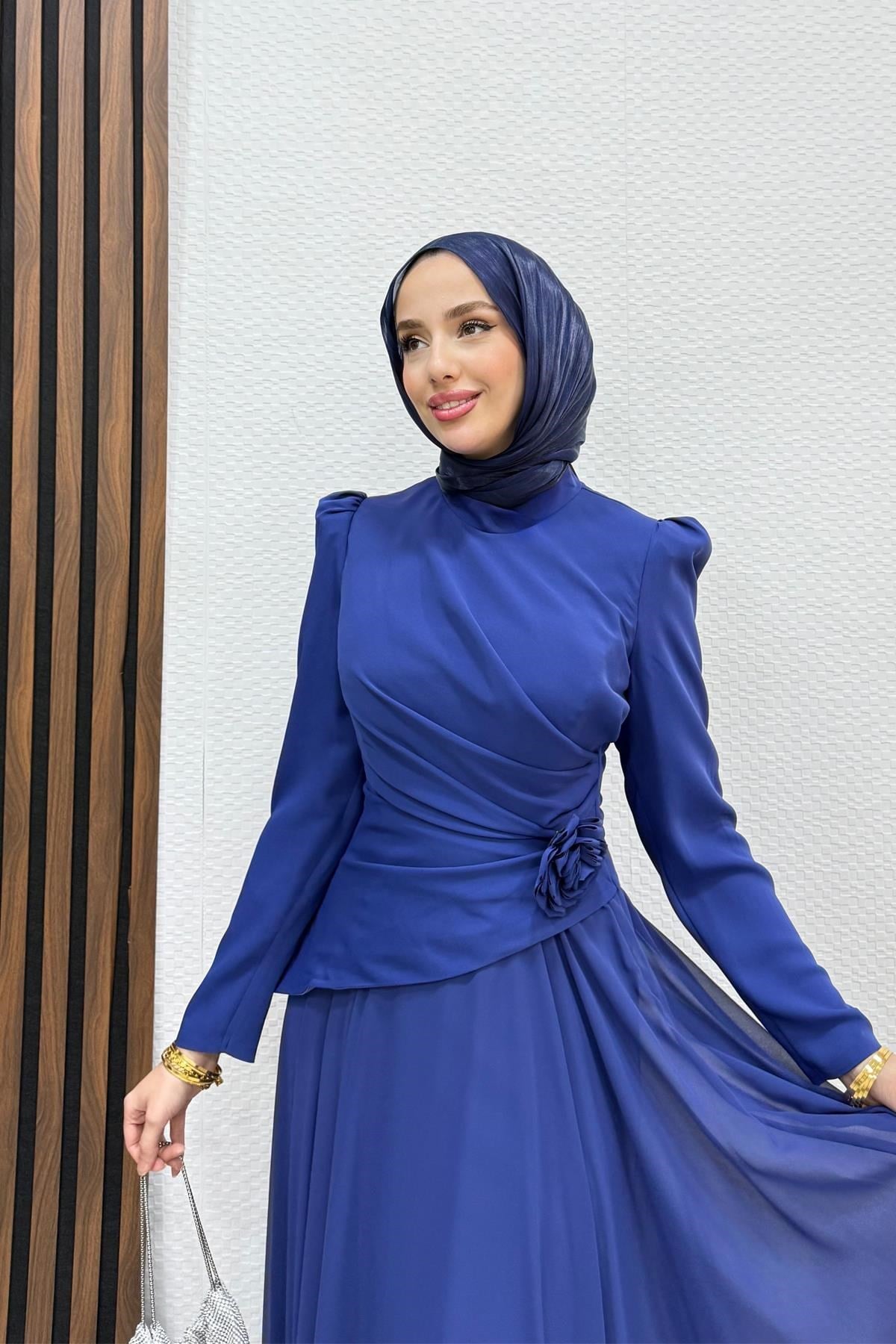 Liva Şifon Abiye Gece Mavi