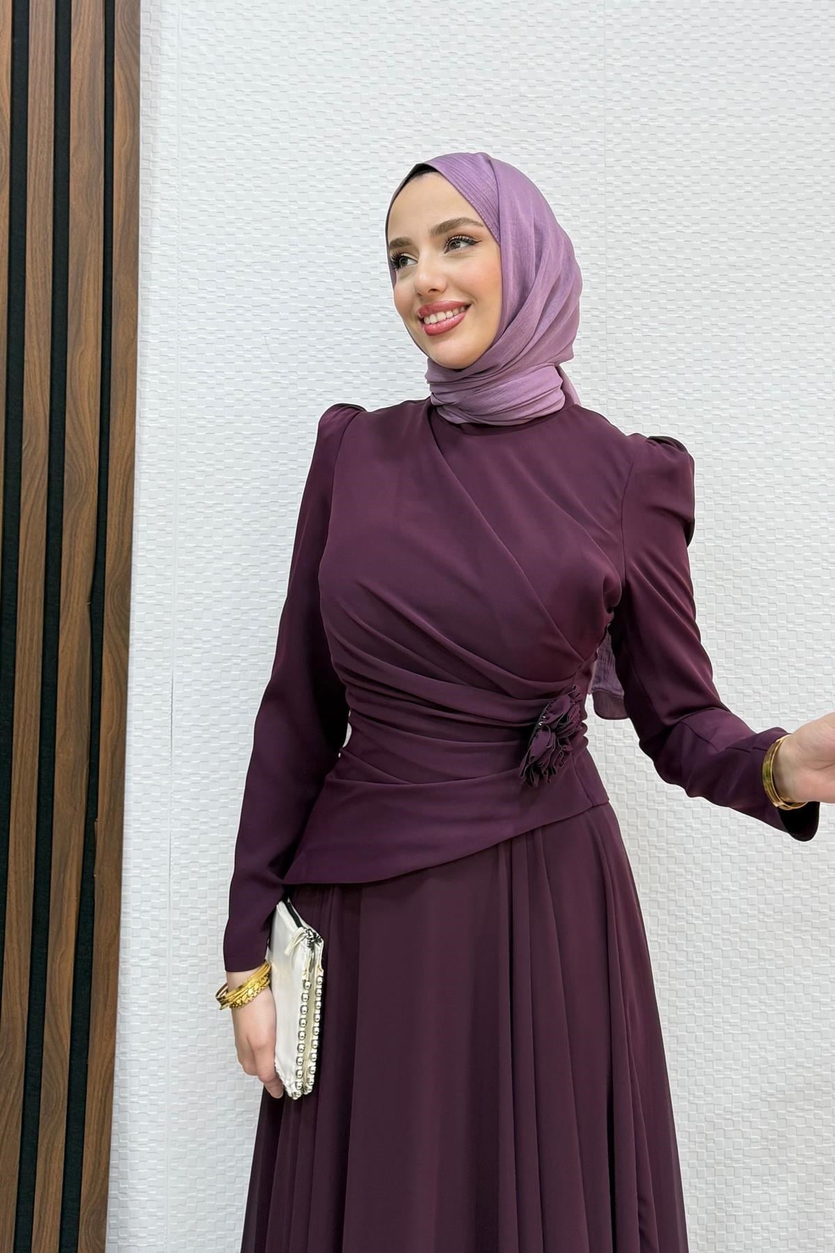 Liva Şifon Abiye Mor