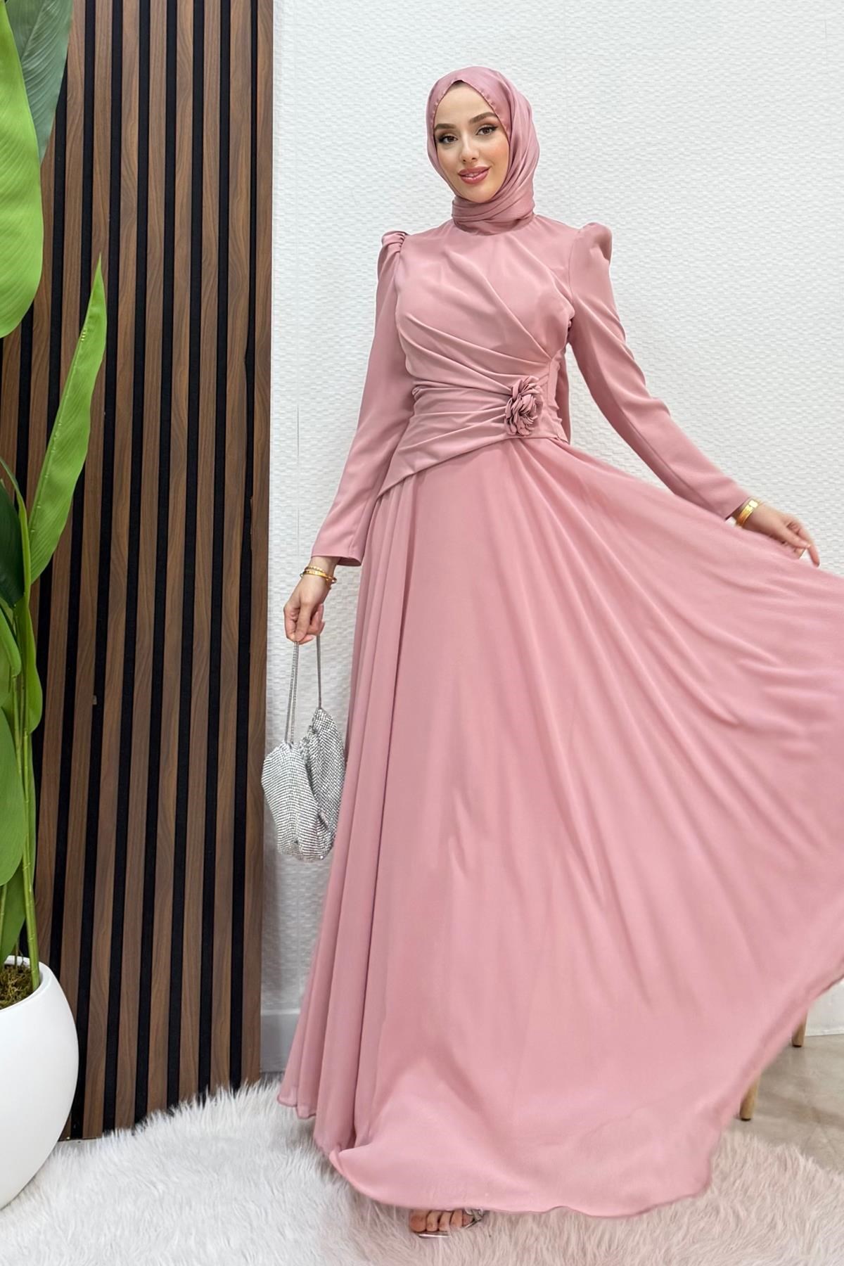 Liva Şifon Abiye Soft Pembe