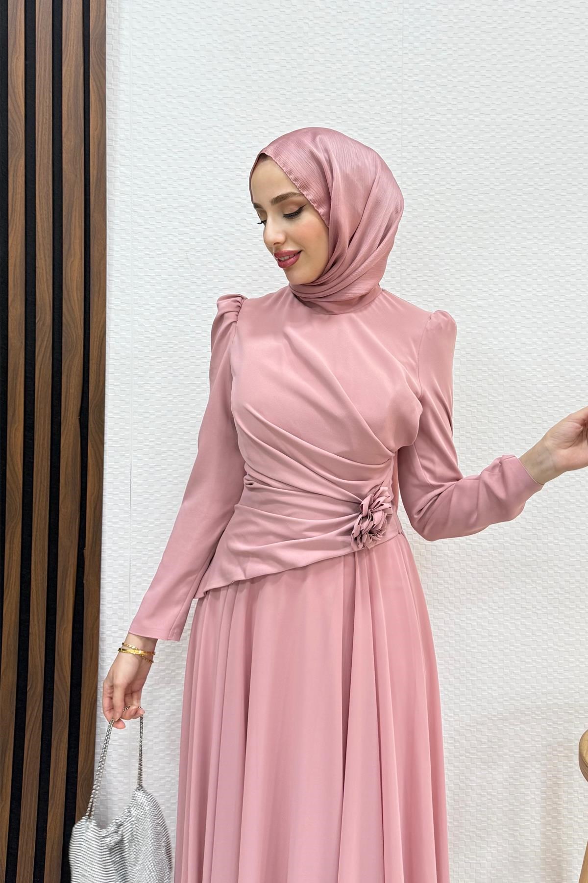 Liva Şifon Abiye Soft Pembe