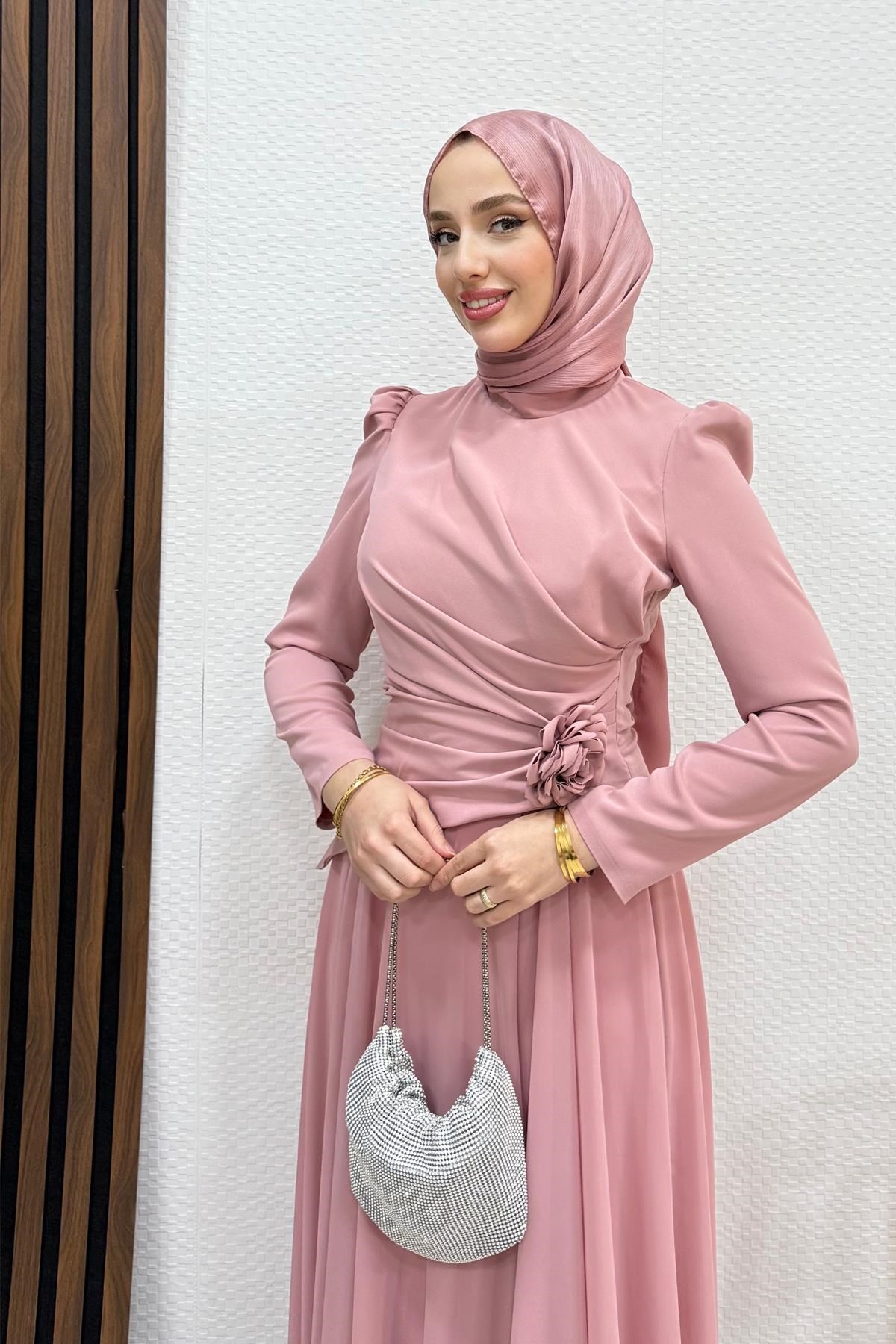Liva Şifon Abiye Soft Pembe