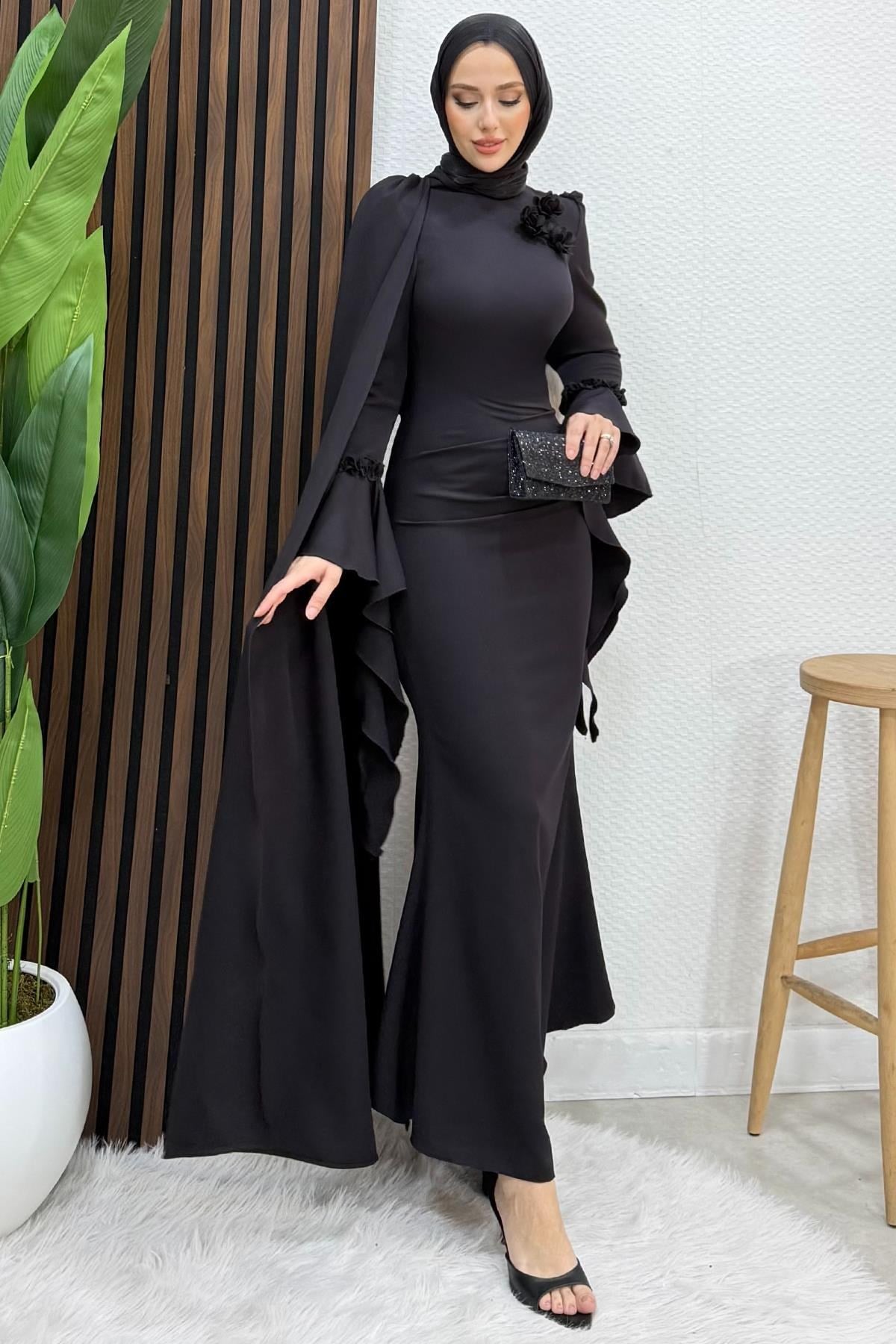 Mahperi Krep Abiye Siyah