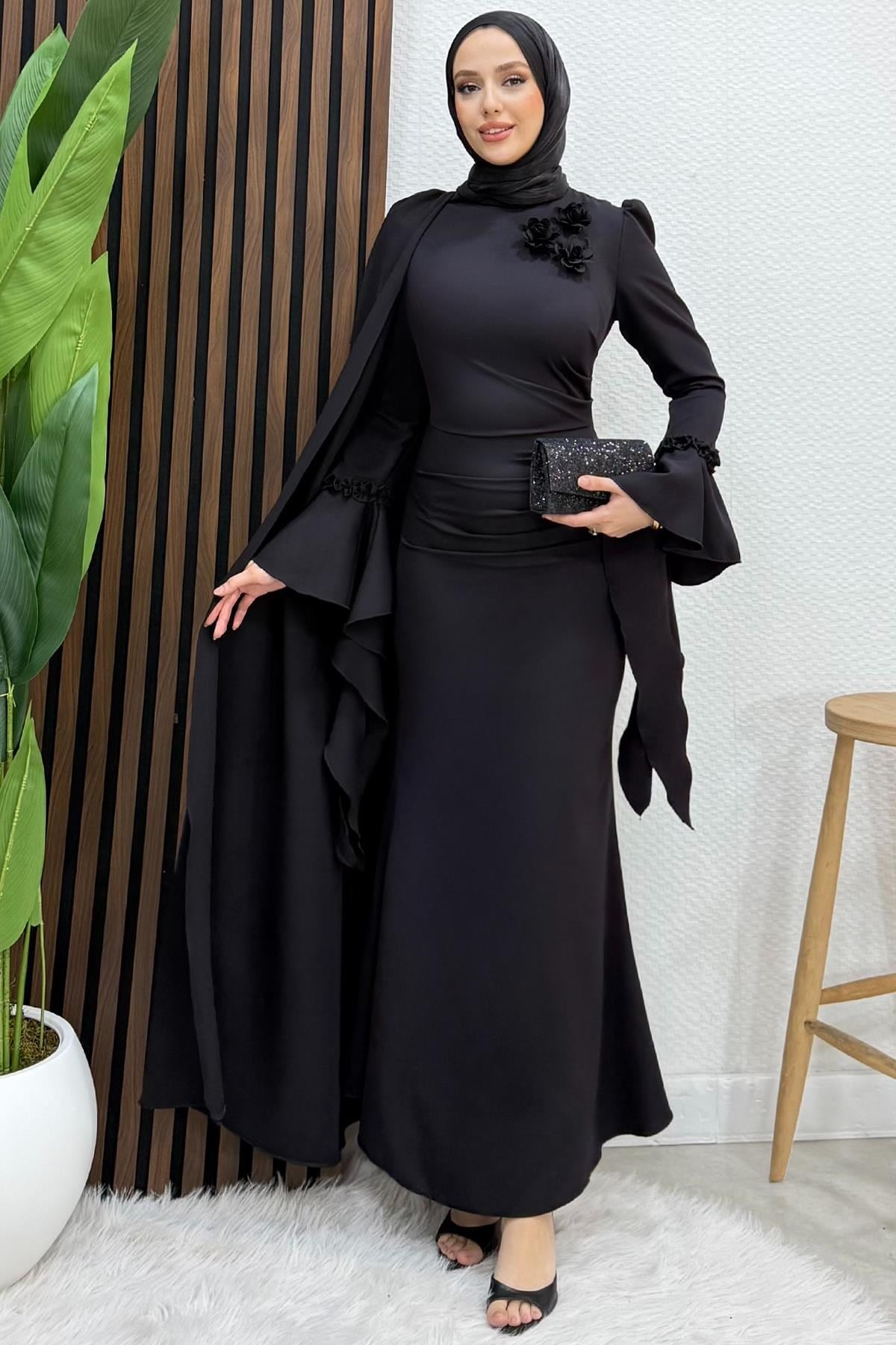 Mahperi Krep Abiye Siyah