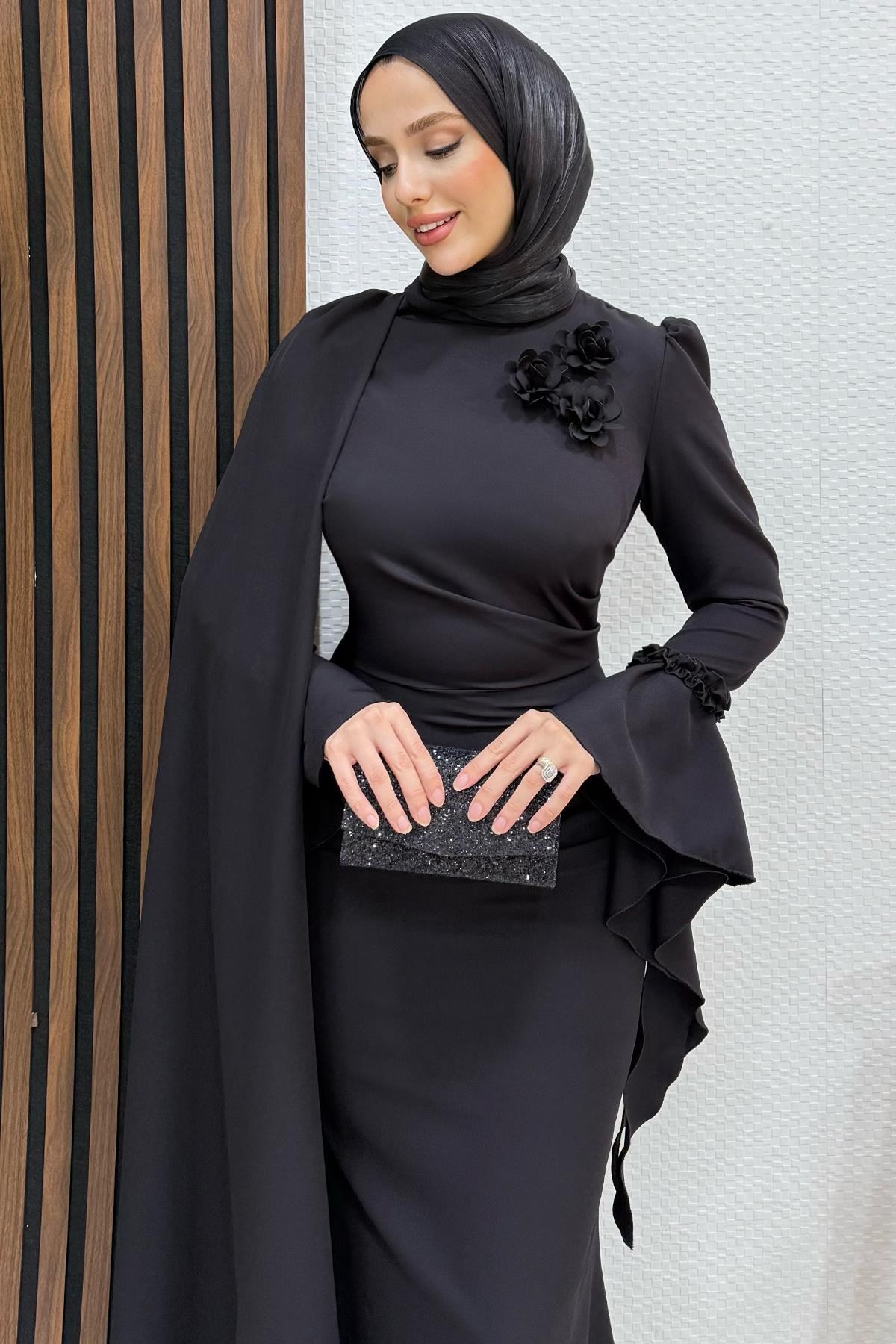 Mahperi Krep Abiye Siyah