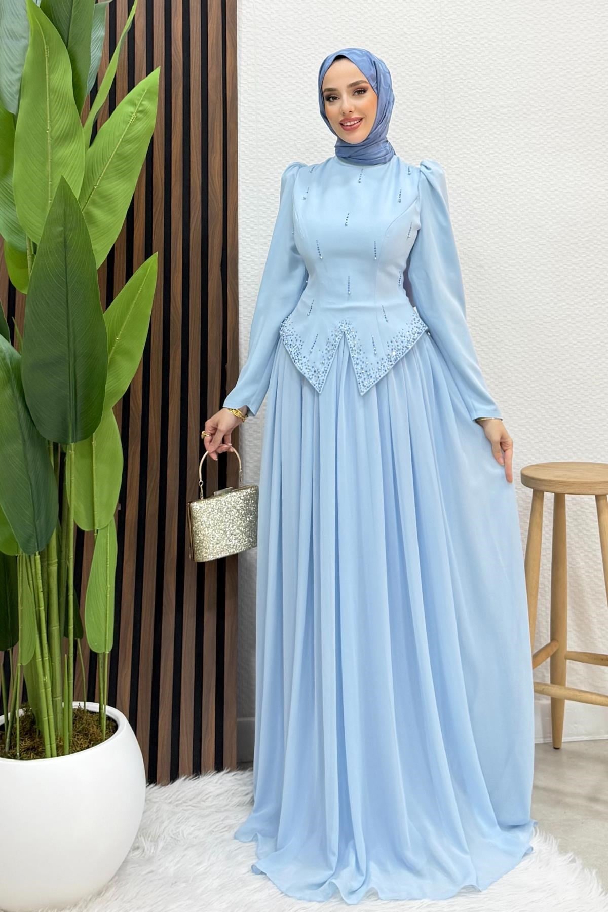 Mahsen Şifon Abiye Bebe Mavi