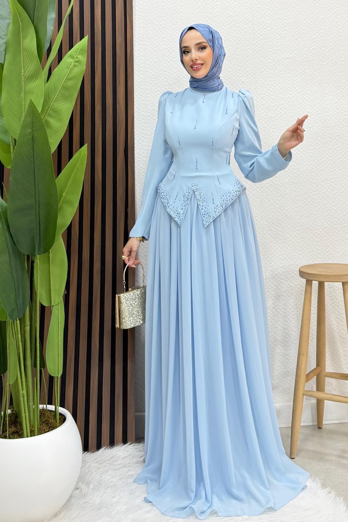 Mahsen Şifon Abiye Bebe Mavi