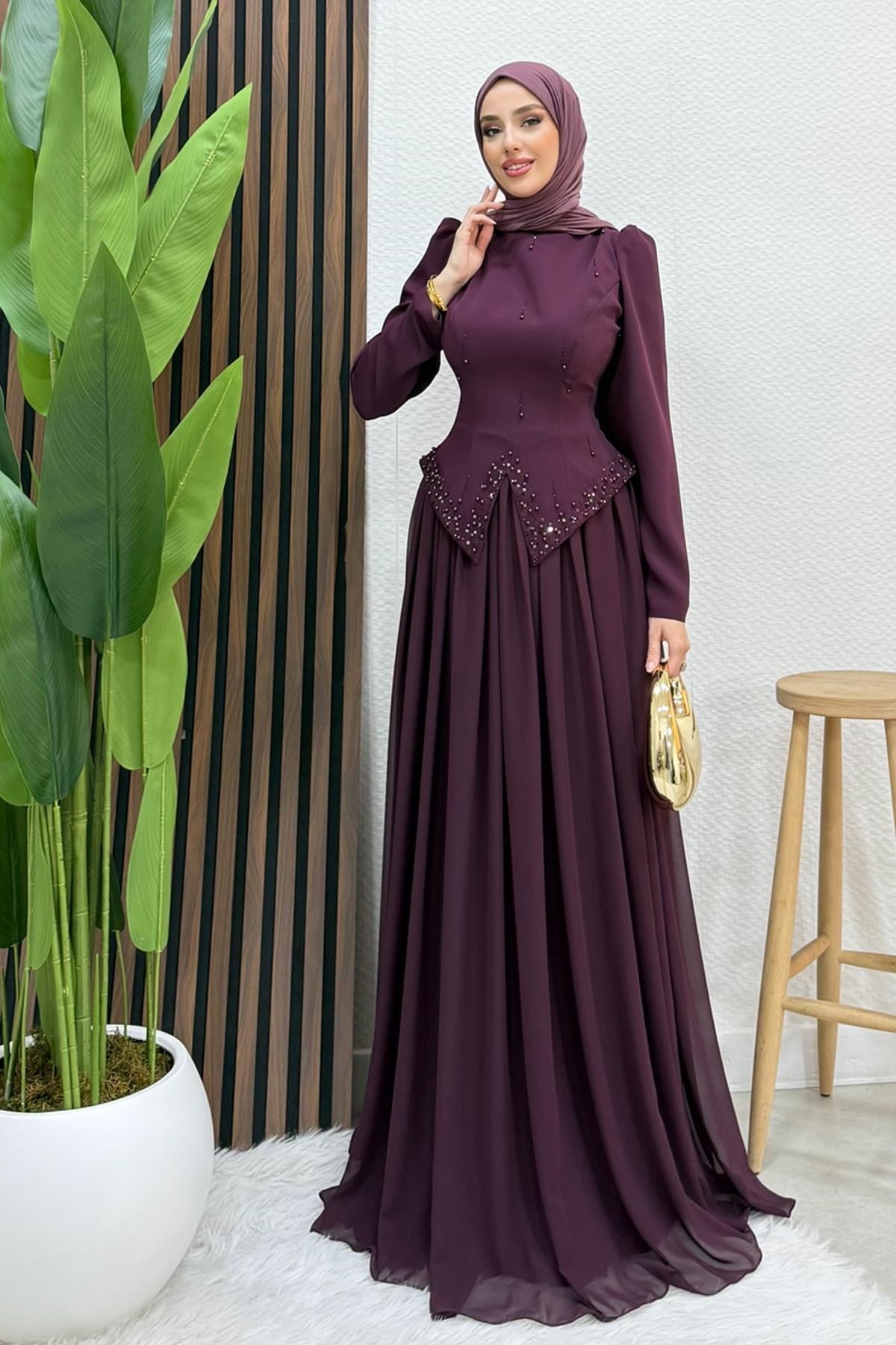 Mahsen Şifon Abiye Mor