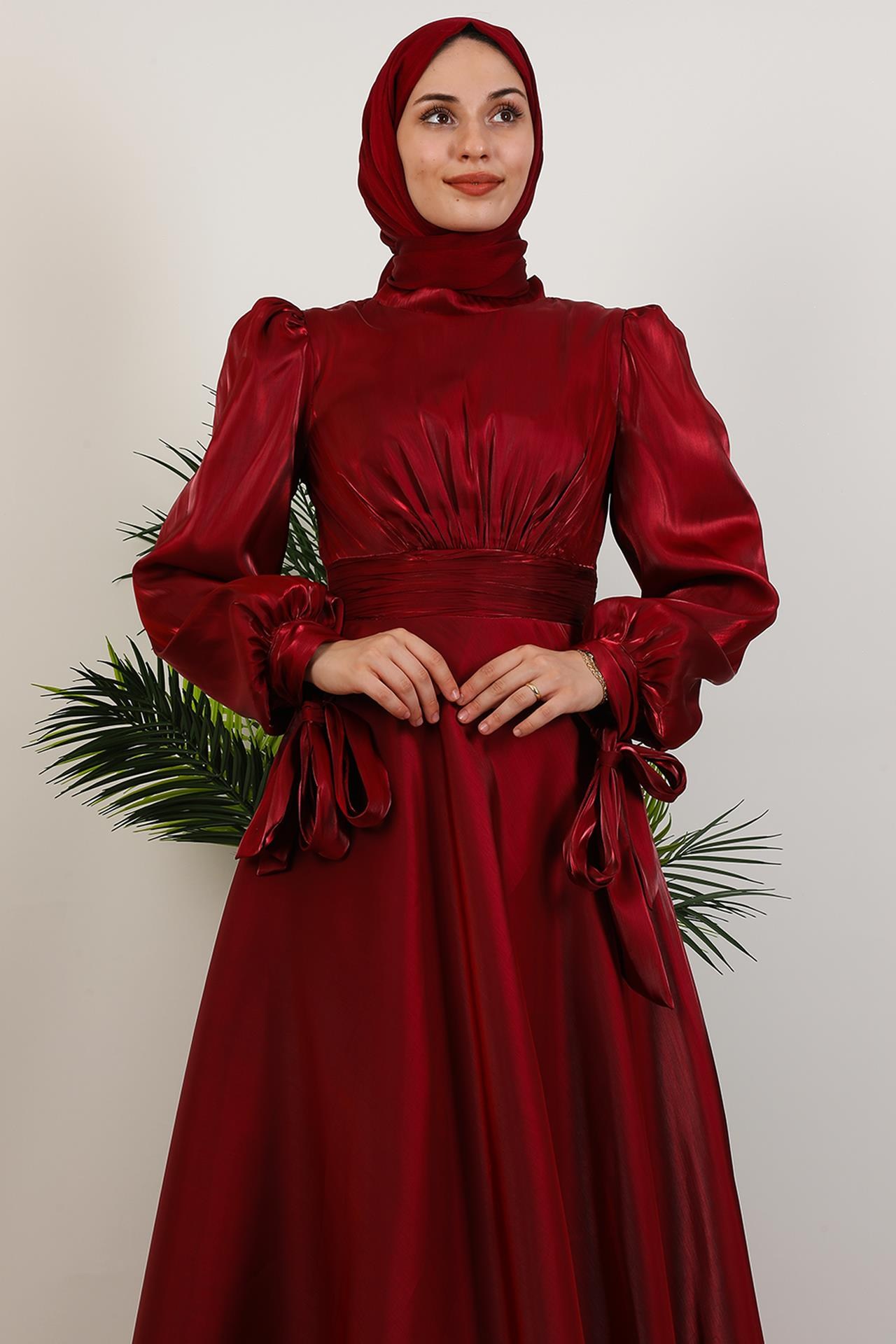 Manolya Organze Abiye Bordo