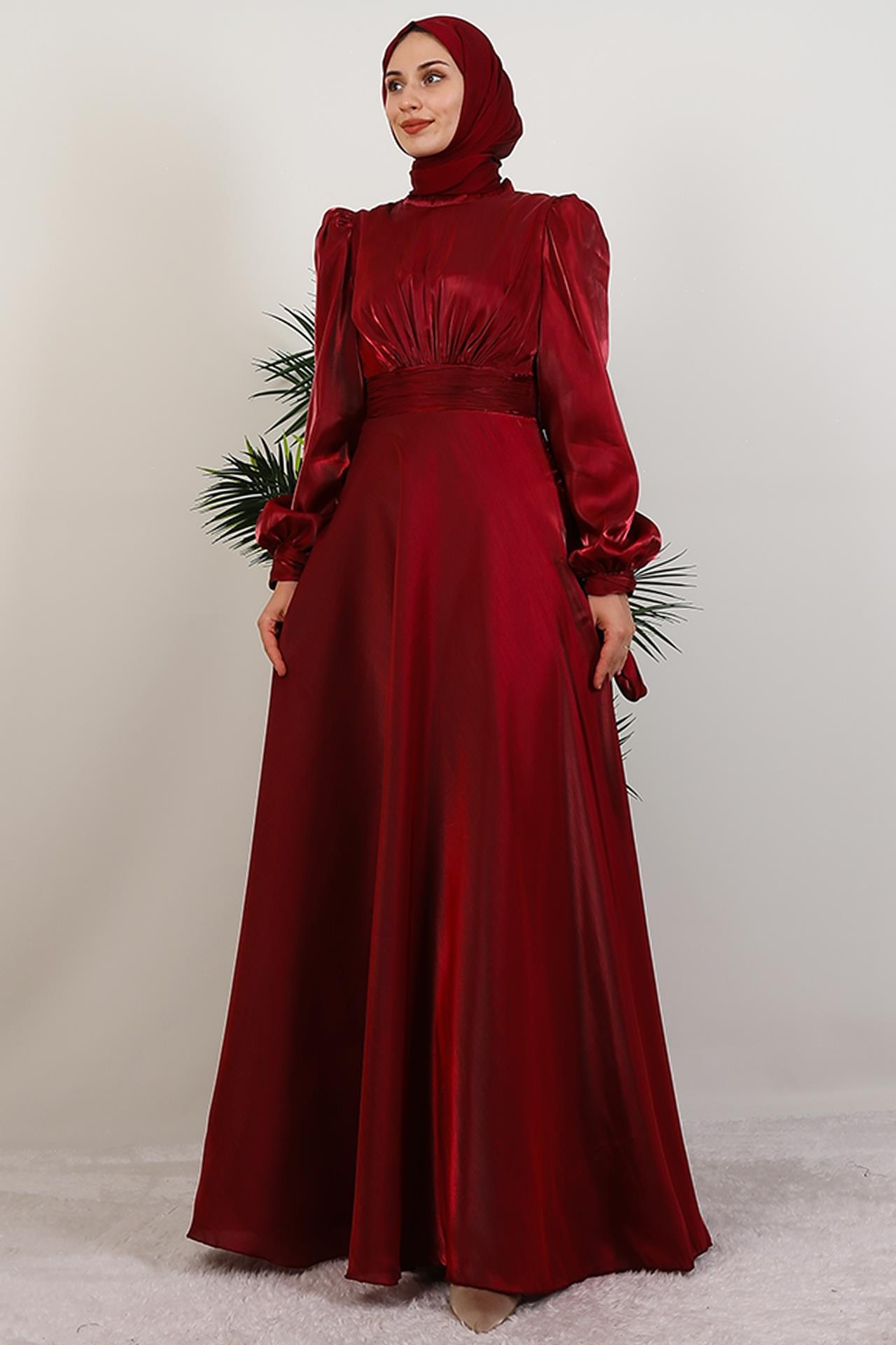 Manolya Organze Abiye Bordo