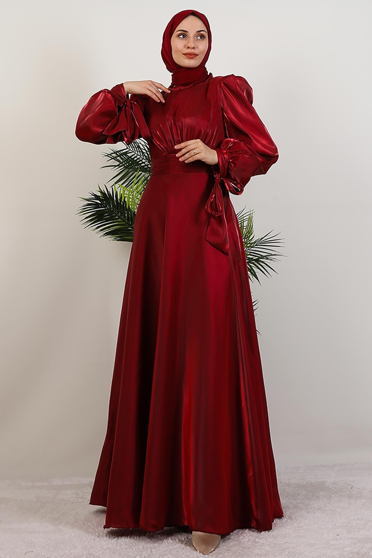Manolya Organze Abiye Bordo