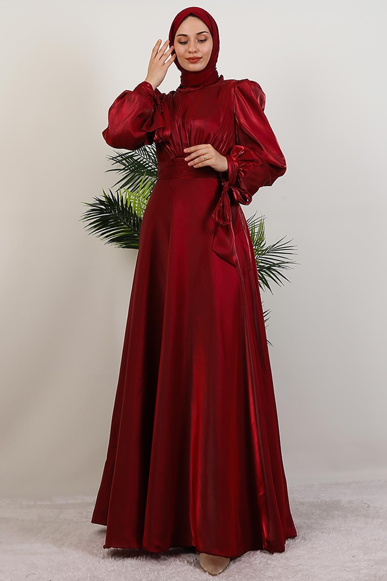 Manolya Organze Abiye Bordo