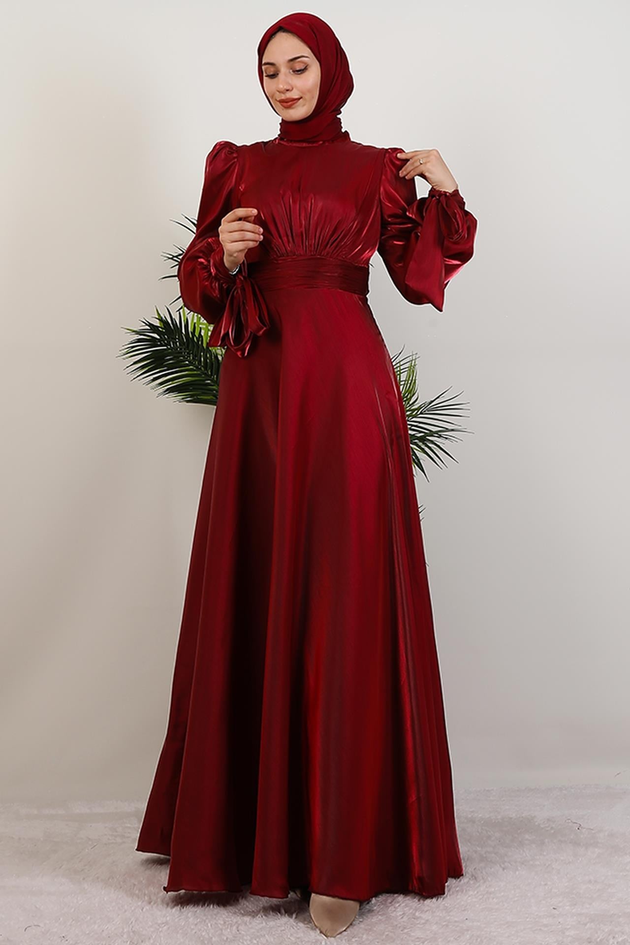 Manolya Organze Abiye Bordo