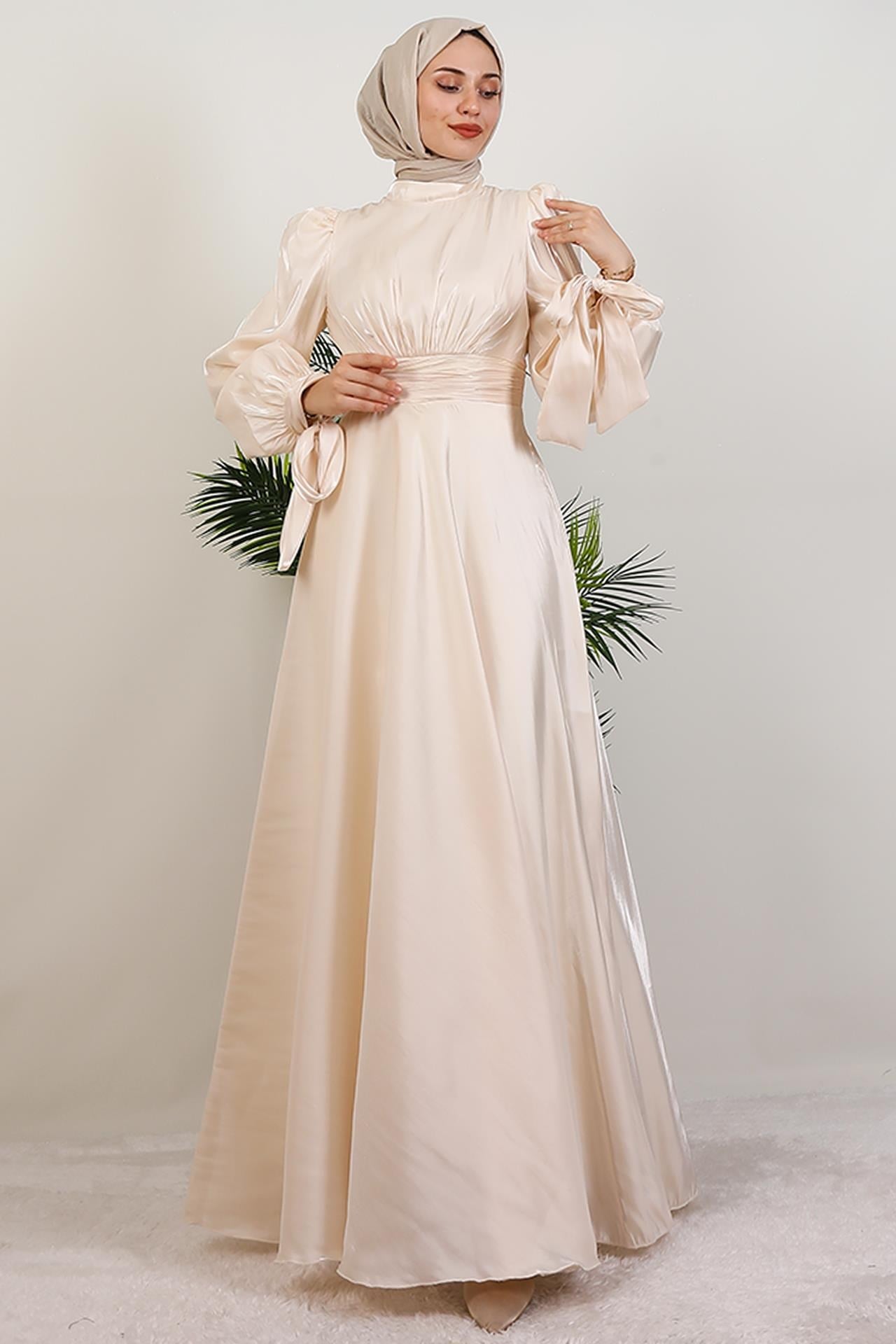 Manolya Organze Abiye Krem