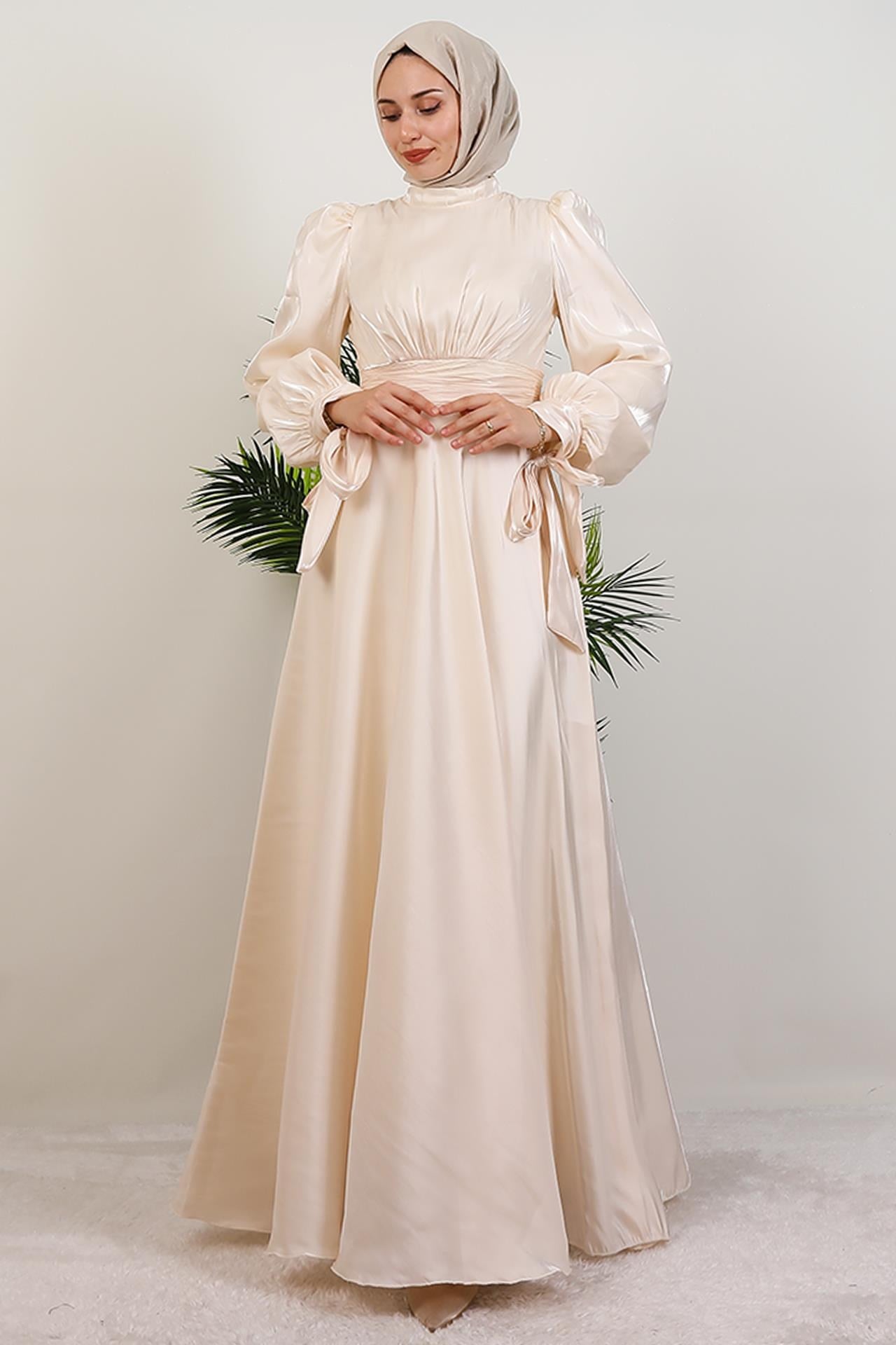 Manolya Organze Abiye Krem