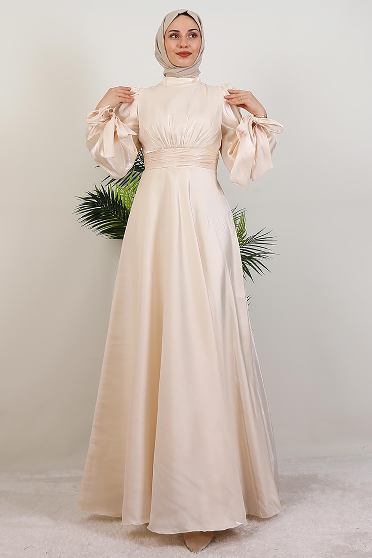 Manolya Organze Abiye Krem