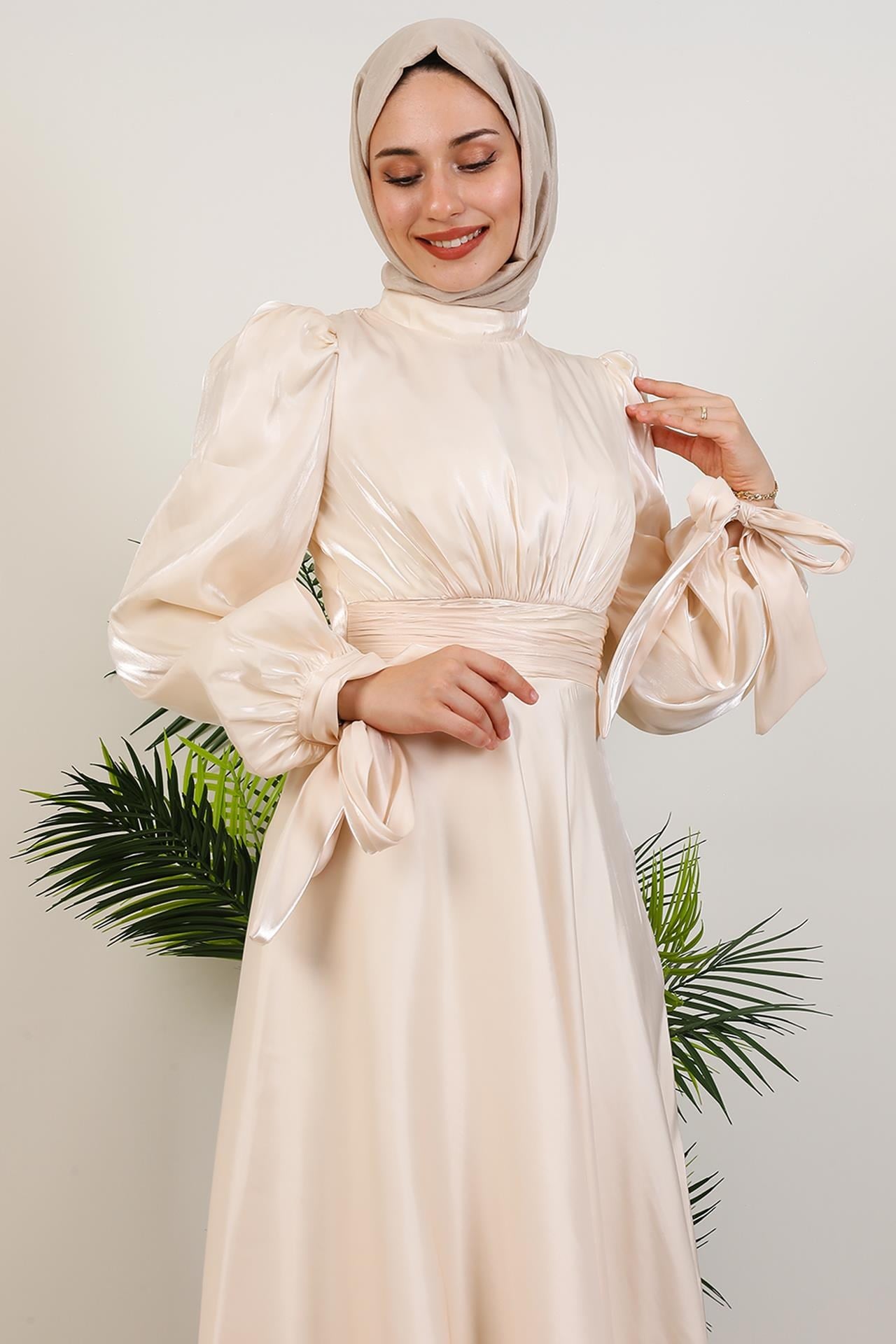 Manolya Organze Abiye Krem