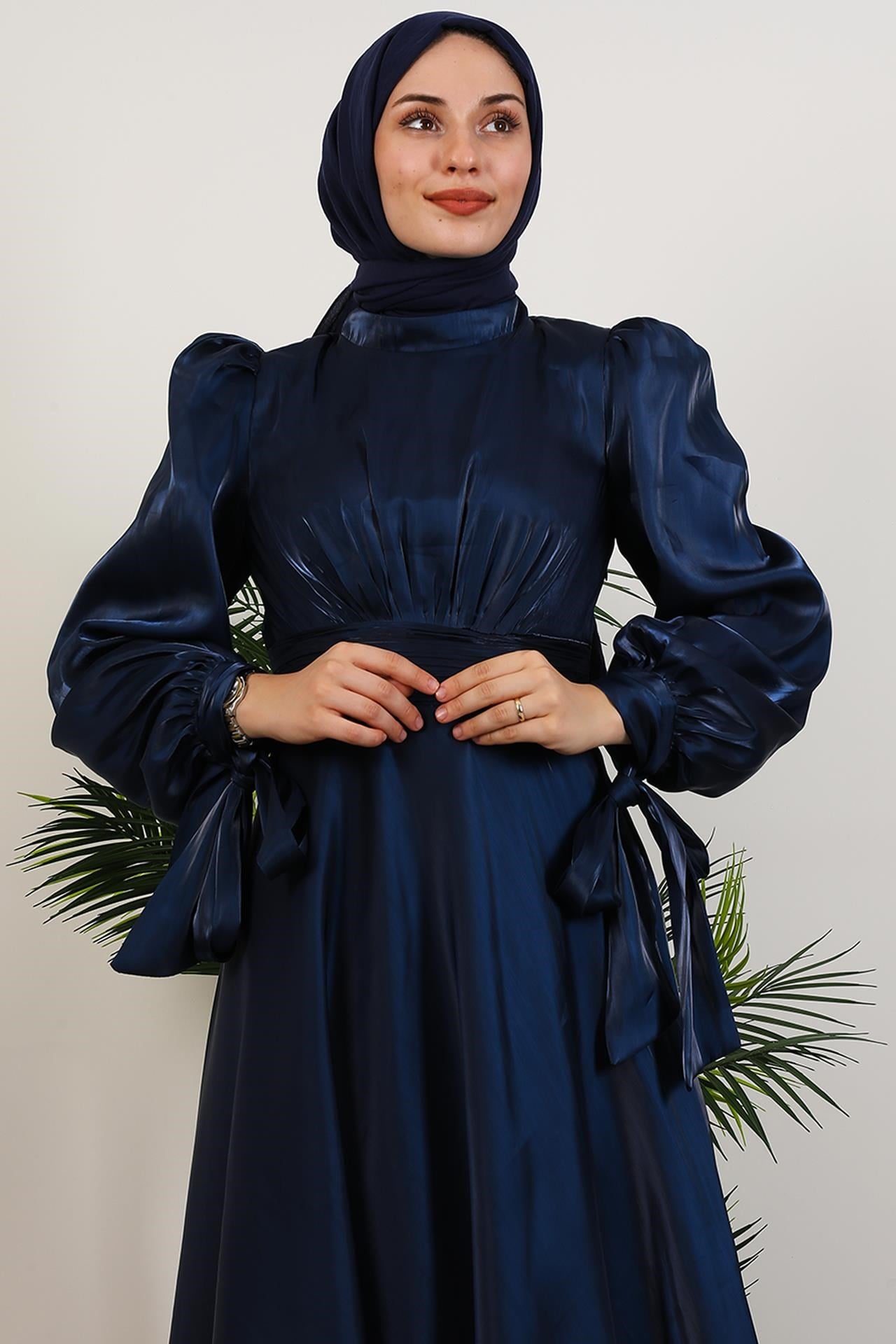 Manolya Organze Abiye Lacivert