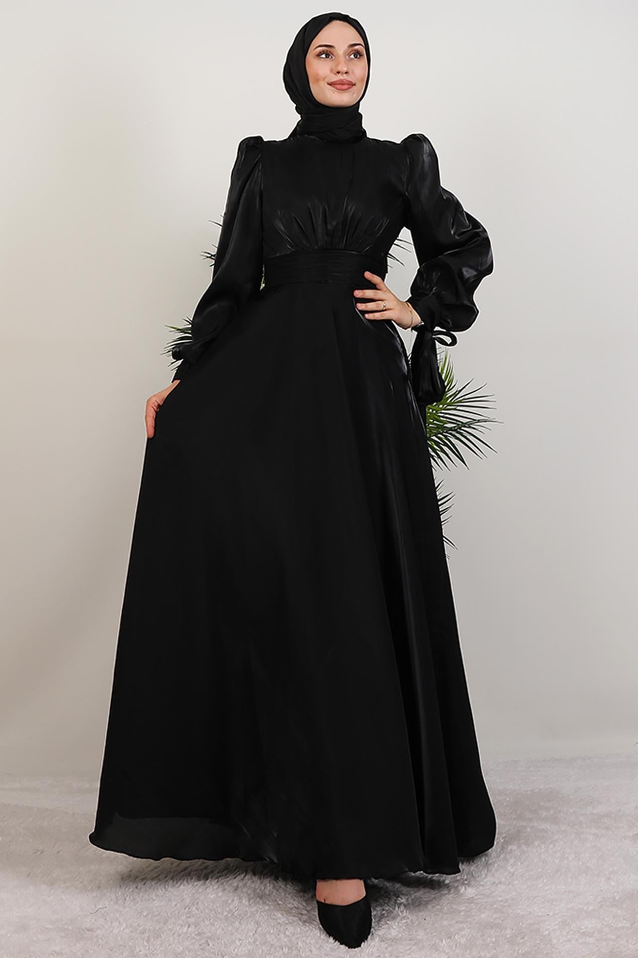 Manolya Organze Abiye Siyah