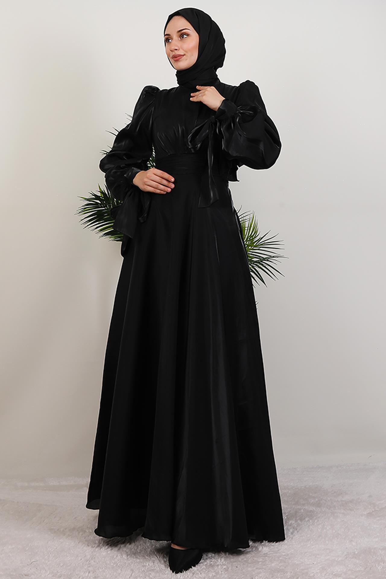 Manolya Organze Abiye Siyah