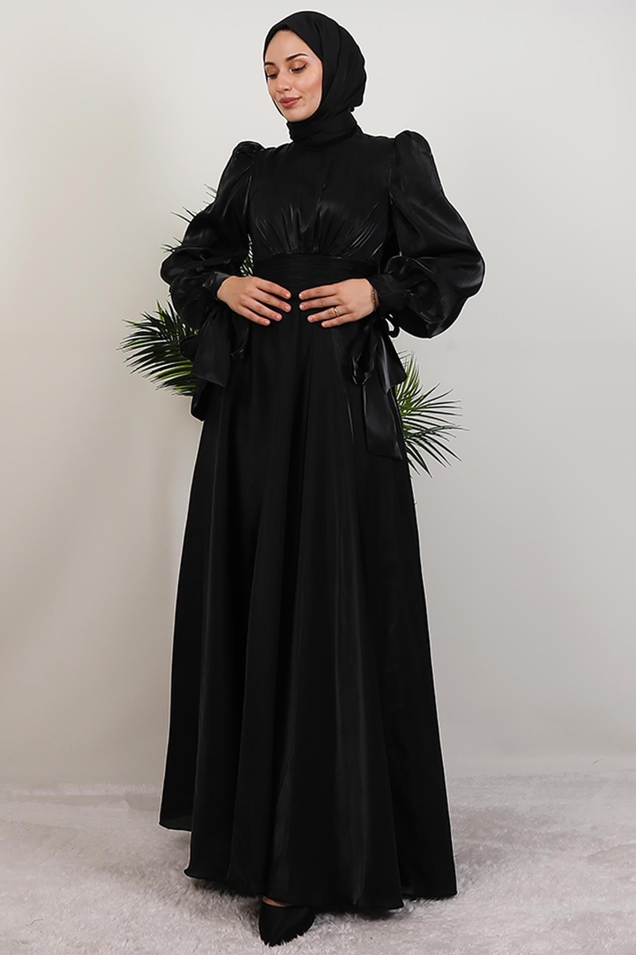Manolya Organze Abiye Siyah