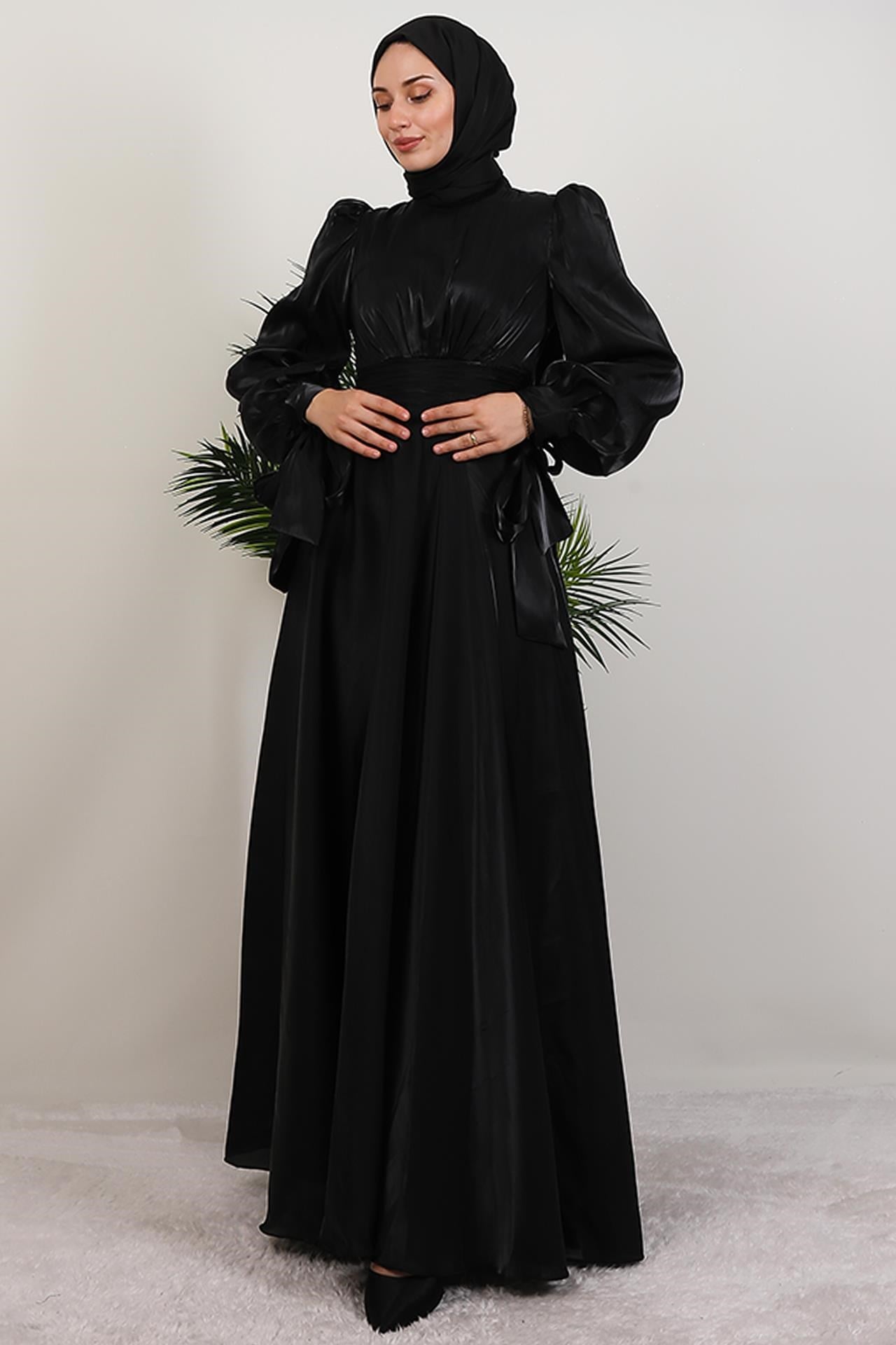 Manolya Organze Abiye Siyah